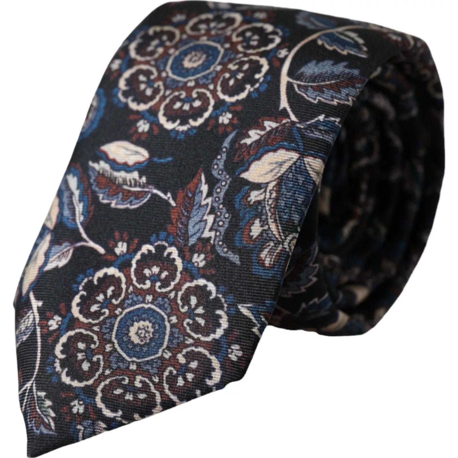 Dolce & Gabbana Black Floral Pattern Silk Adjustable Men Men's Tie Size ONE SIZE - 1 Thumbnail