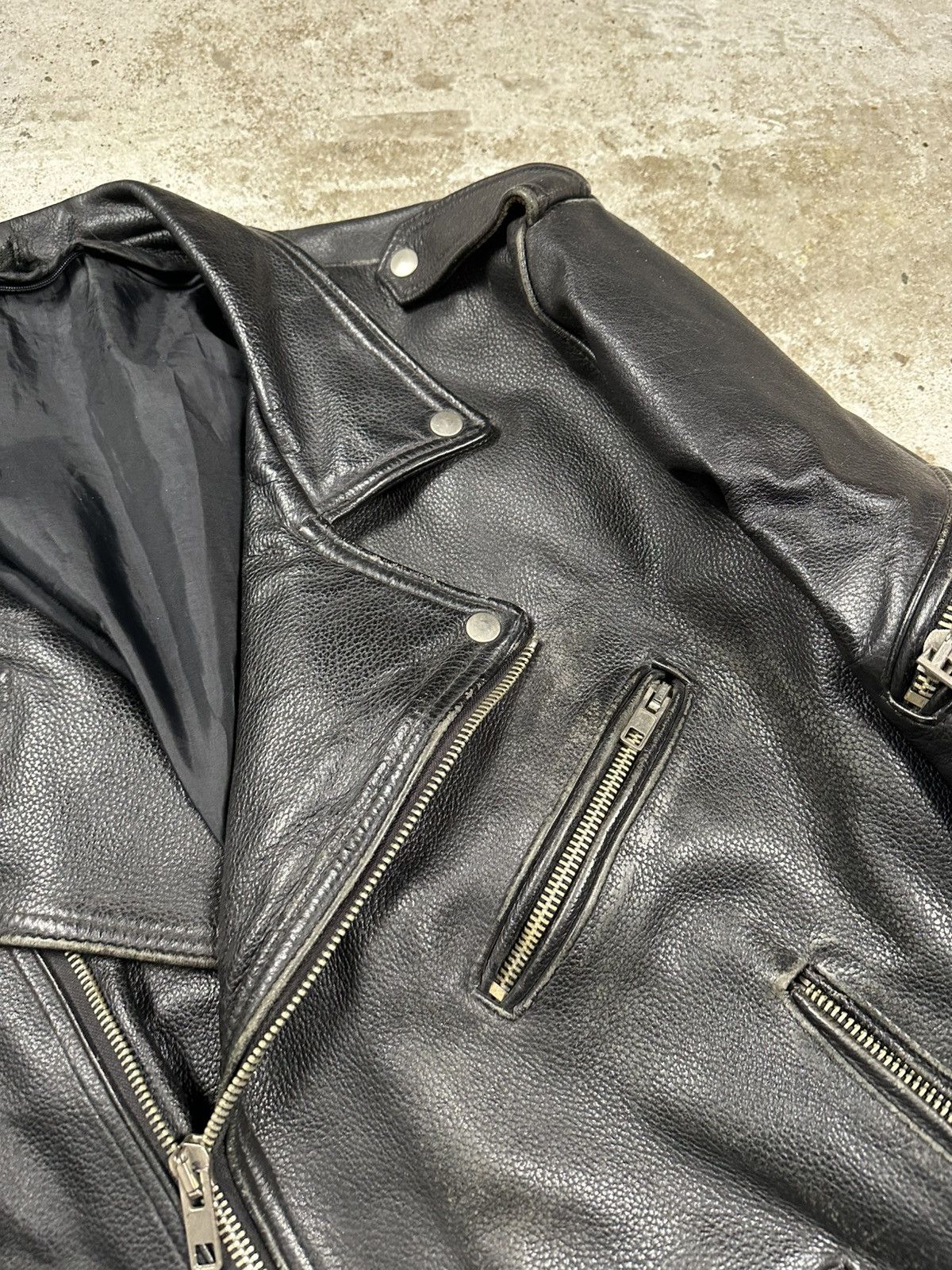 Genuine Leather × Vintage Vintage Y2K Ramones Black Moto Biker Leather Jacket Heavy Size US L / EU 52-54 / 3 - 8 Thumbnail