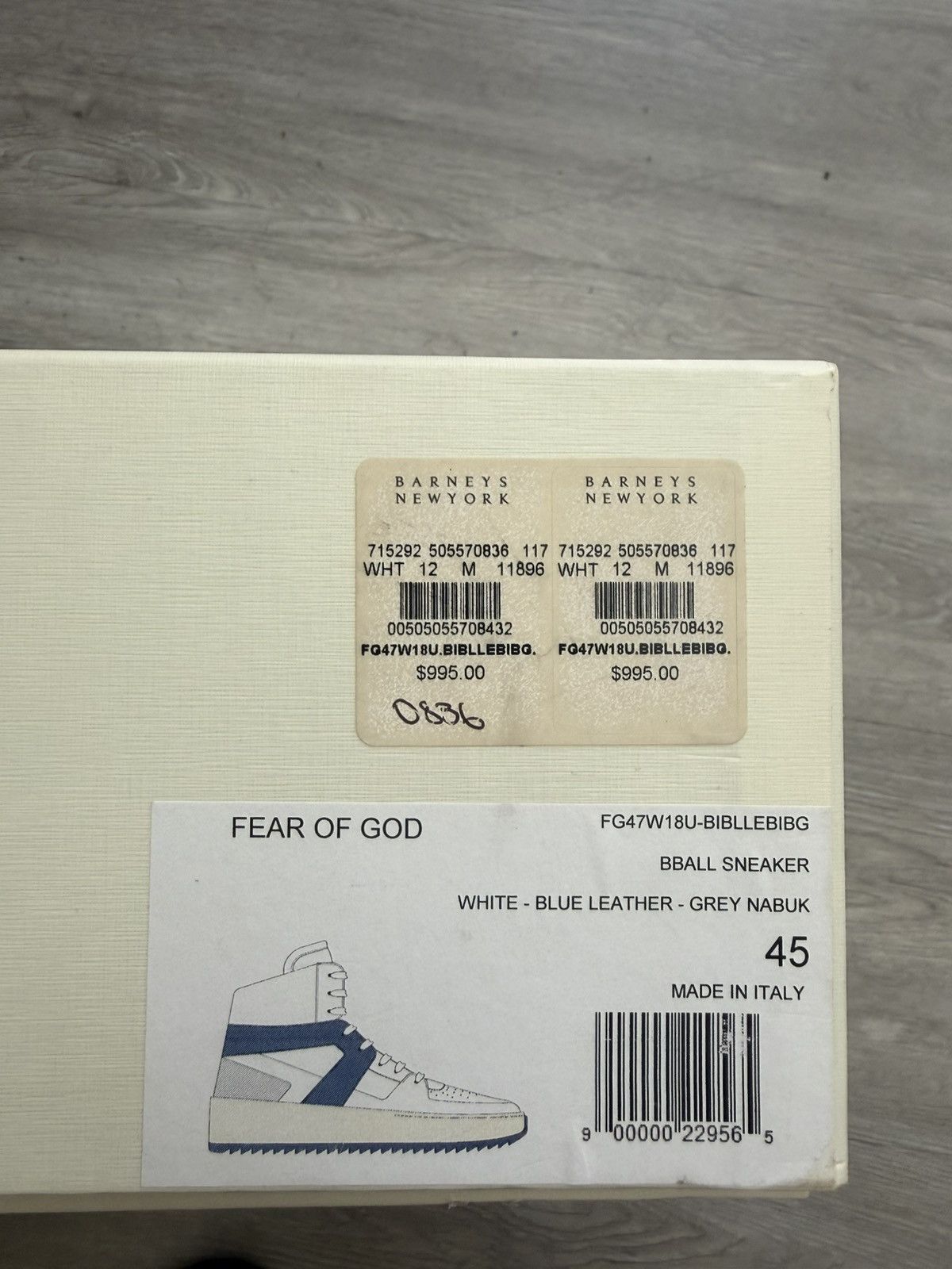 Fear of God fear of god White blue bball leather sneaker Size US 12 / EU 45 - 11 Thumbnail