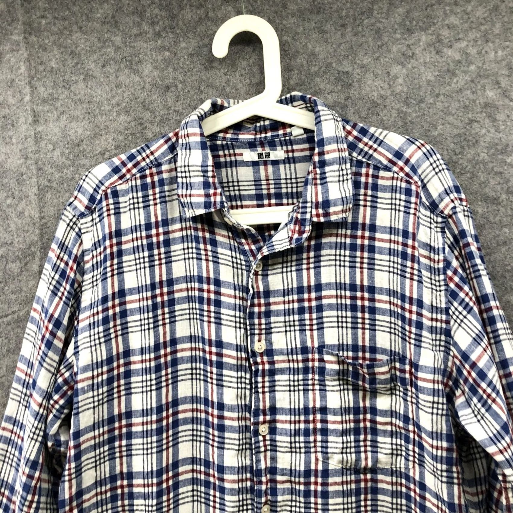 Uniqlo Uniqlo Linen Shirt Mens L Long Sleeve Button-Up Blue White Red Plaid Size US L / EU 52-54 / 3 - 3 Thumbnail
