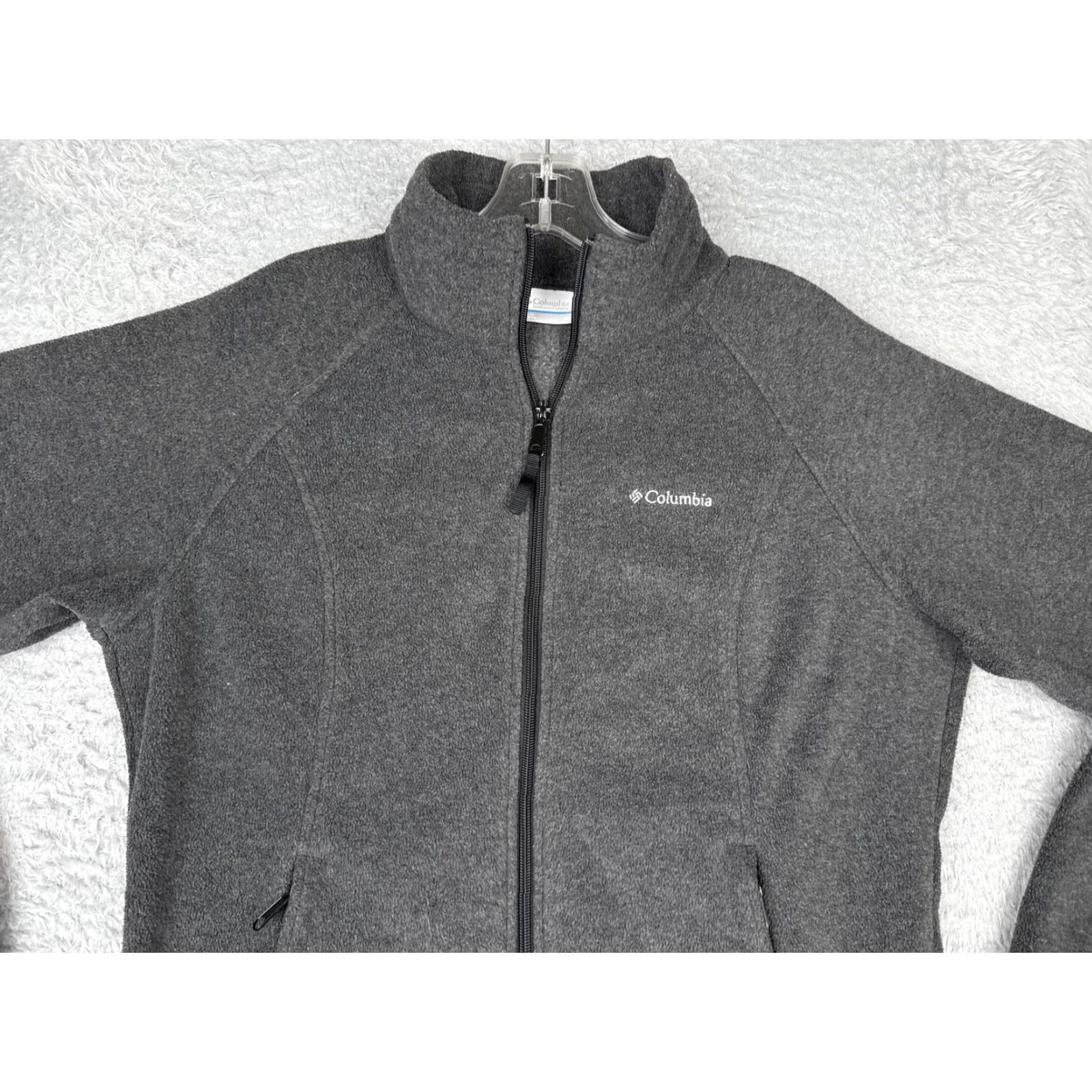 Vintage Columbia Jacket Womens Medium Gray Fleece Full Zip Mock Neck Outdoor Hiking Jacket Size M / US 6-8 / IT 42-44 - 7 Thumbnail