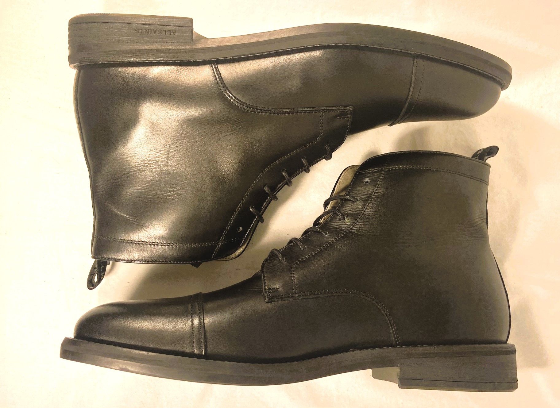 Allsaints Harland Cap Toe Black Leather Moto Combat Boots Size US 13 / EU 46 - 6 Thumbnail