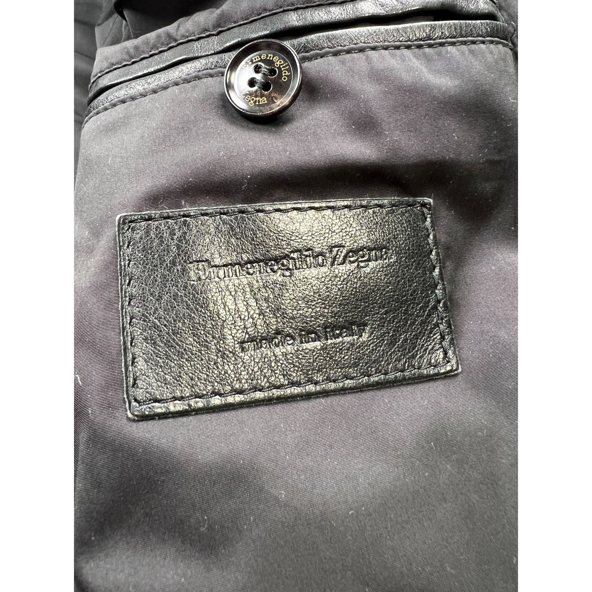 Ermenegildo Zegna Ermenegildo Zegna Black Leather Quilted Jacket (Y1020) Size US XL / EU 56 / 4 - 10 Thumbnail