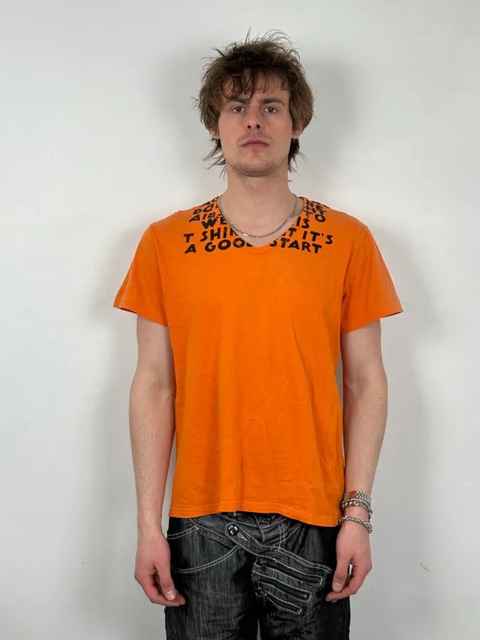 Maison Margiela SS2007 Maison Martin Margiela Poem V Neck Orange T-Shirt Size US M / EU 48-50 / 2 - 2 Thumbnail