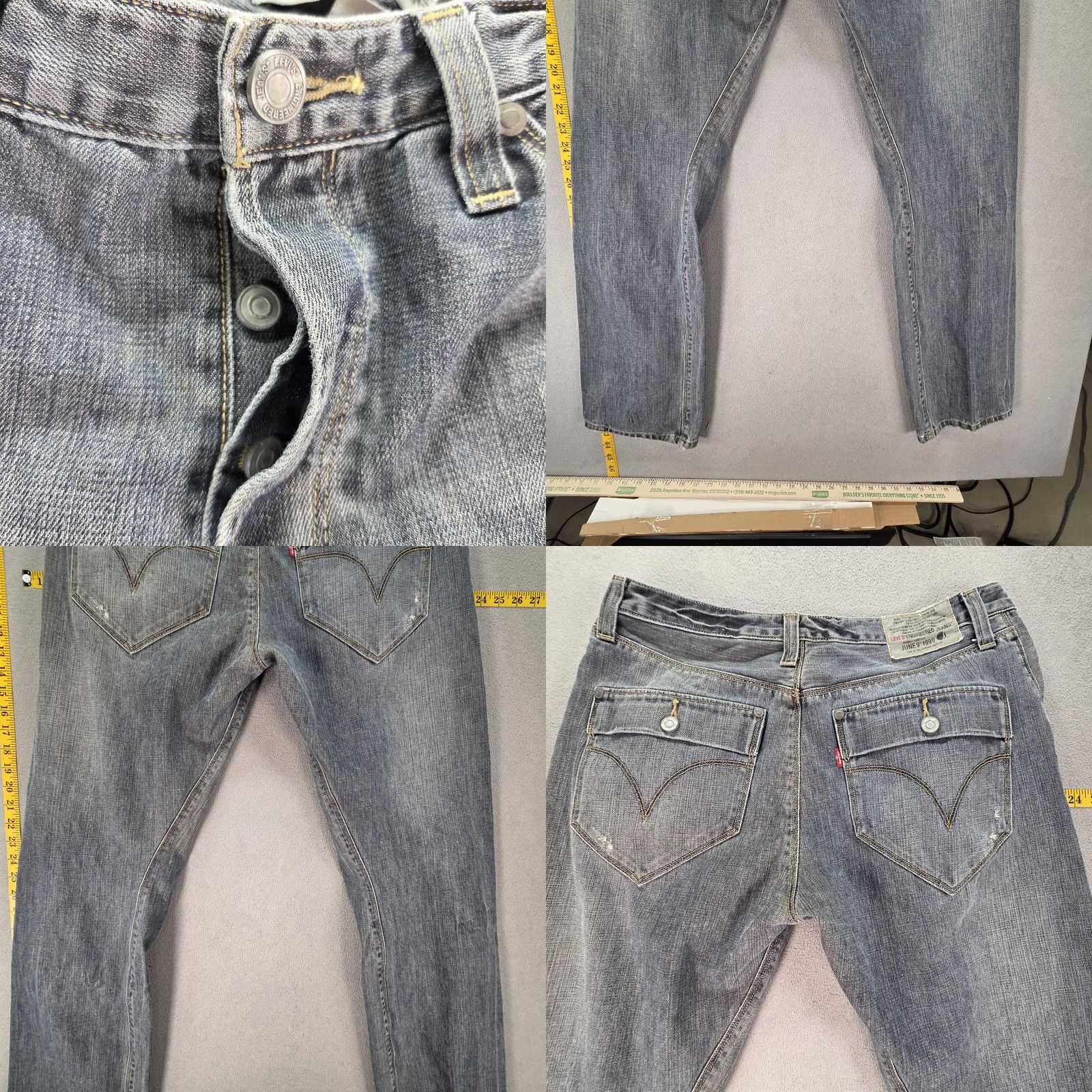 Levi's Levi's Engineered Jeans Mens 33x32 Blue 10th Anniversary Distressed Pockets Straight Denim Cotton Vintage: No? Size US 33 - 9 Thumbnail