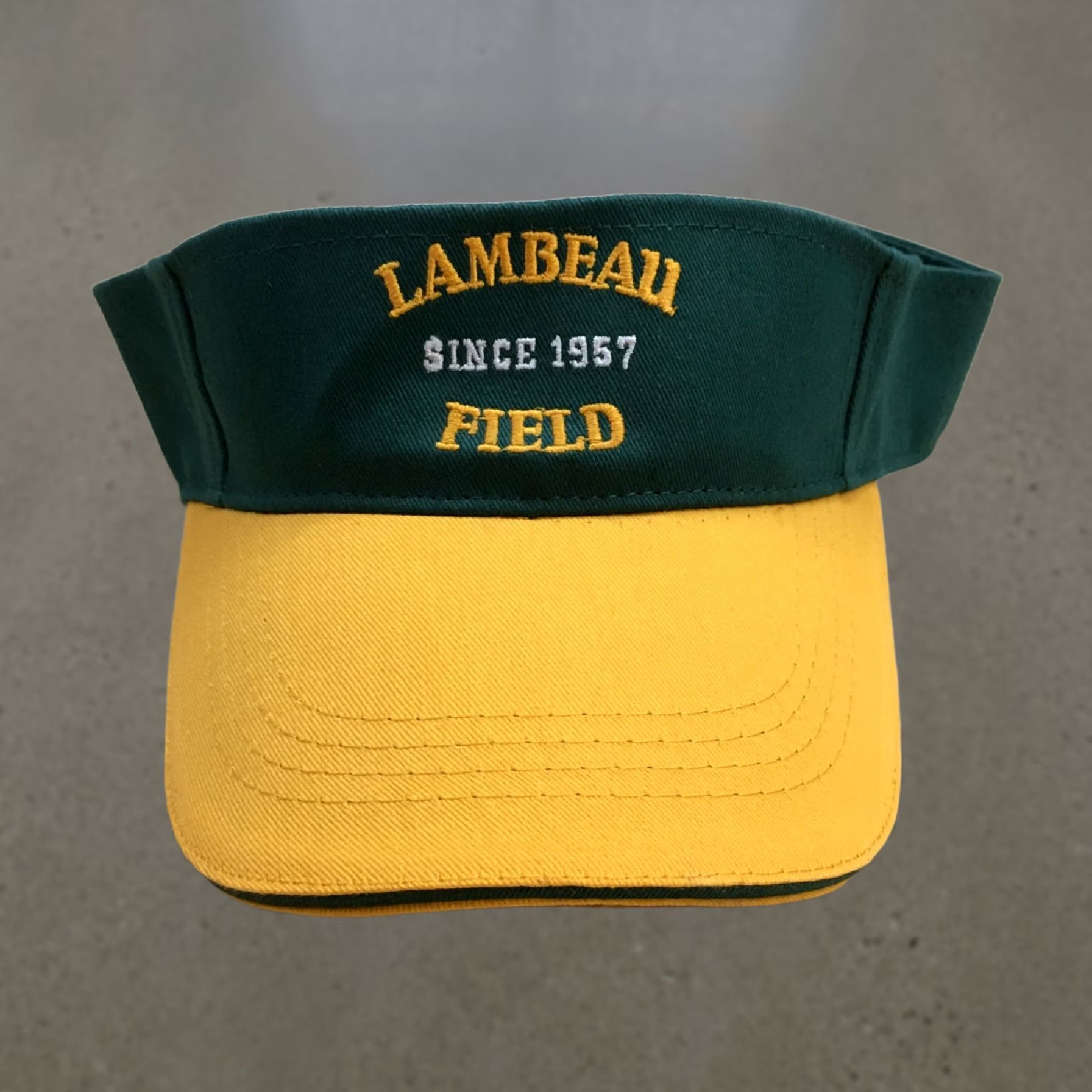 Vintage Lambeau Field 1957 Visor Cap Hat Mens One Size Green Yellow Cotton Adjustable Size ONE SIZE - 1 Thumbnail