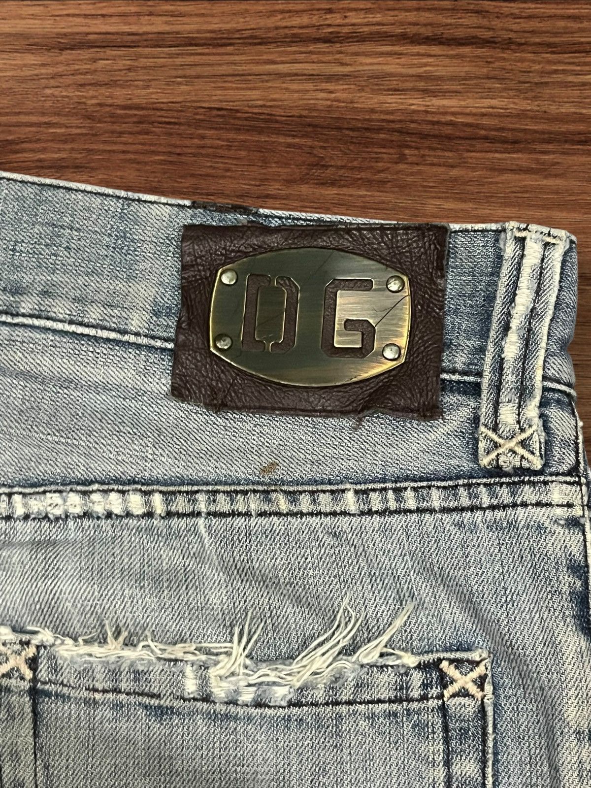 Dolce & Gabbana Y2K Dolce & Gabbana Distressed Sashiko Style Faded Blue Jean Size US 35 - 12 Thumbnail