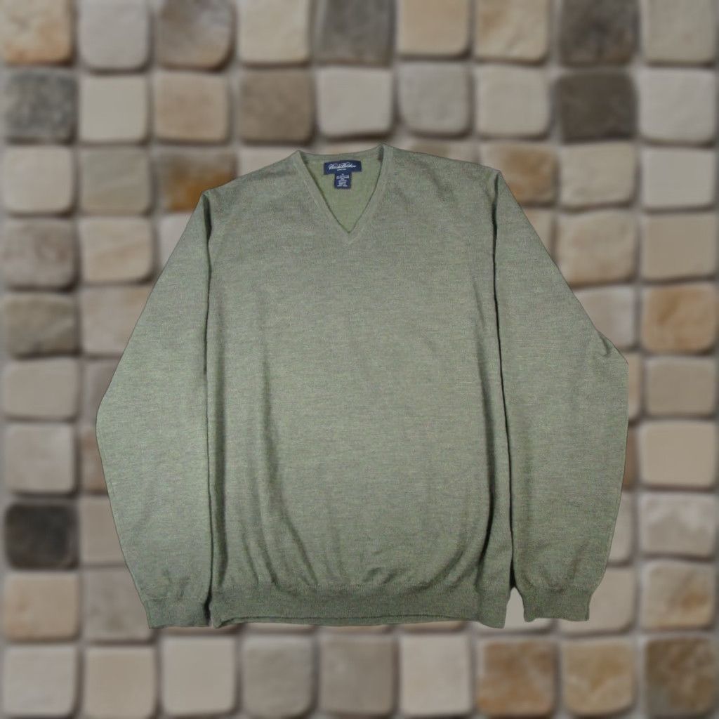 Brooks Brothers Brooks Brothers Sweater Mens XL Green Merino Wool Knit Golf Pullover V-Neck Knit Regular Size US XL / EU 56 / 4 - 1 Thumbnail