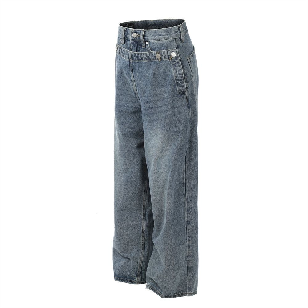 Japanese Brand × Jean Street fake two-piece street hip-hop loose stitching jeans Size US 32 / EU 48 - 2 Thumbnail