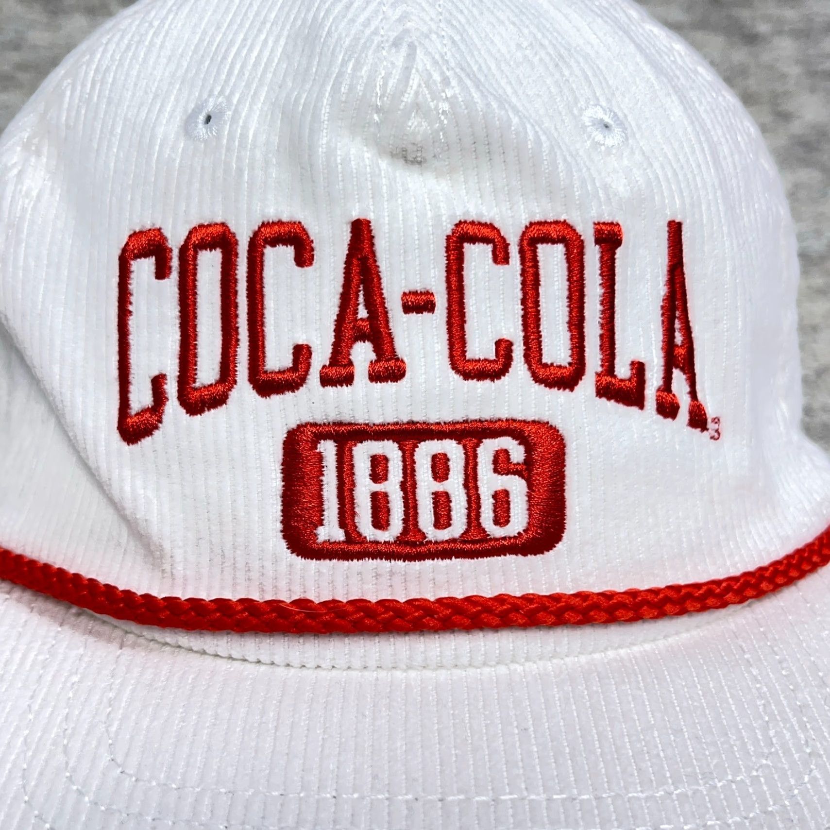 Vintage Coca Cola Hat Cap SnapBack White Red Corduroy Rope Trucker Soda Adult Retro Size ONE SIZE - 3 Thumbnail