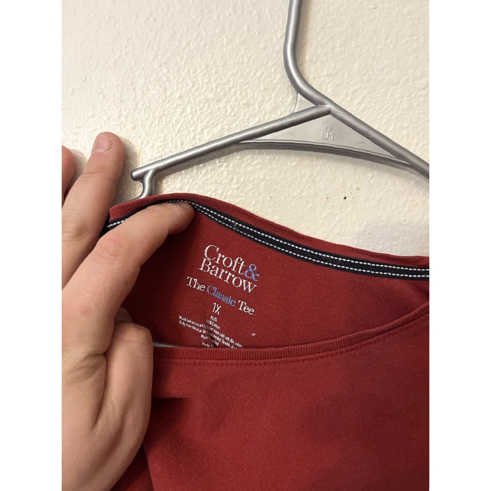 Croft & Barrow Croft & Barrow T-Shirt Women's 1X Red Knit Top Round Neck Short Sleeves 100% Cotton Basic Size XL / US 12-14 / IT 48-50 - 3 Thumbnail