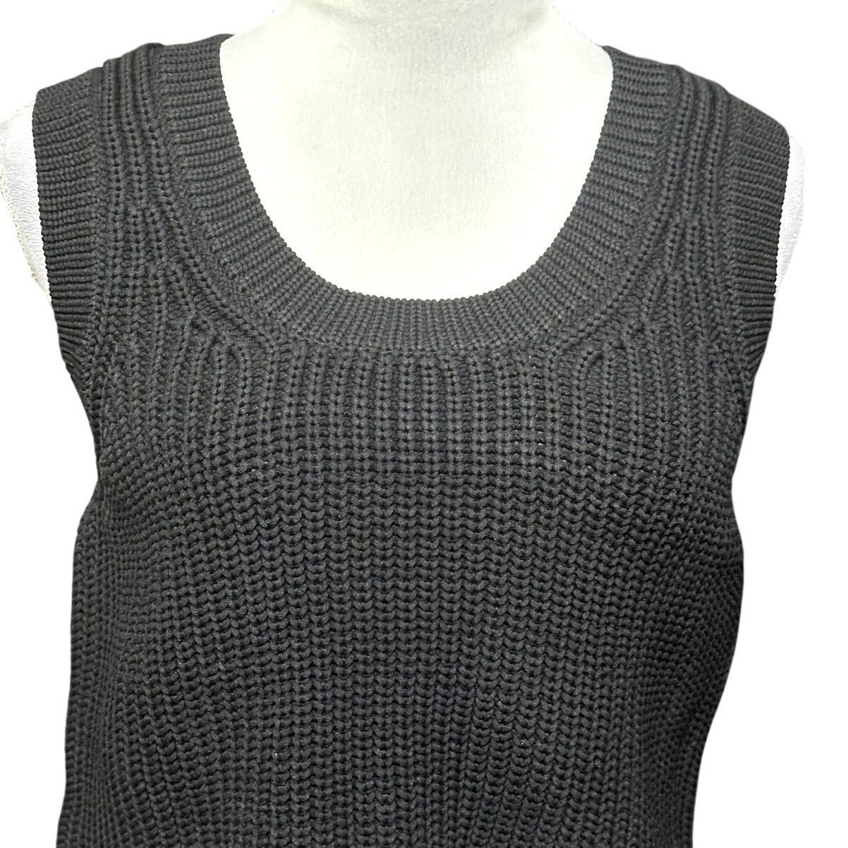 Other Royalty Womens Black Crop Scoop Neck Knit TankTop Sweater XL Size XL / US 12-14 / IT 48-50 - 3 Thumbnail