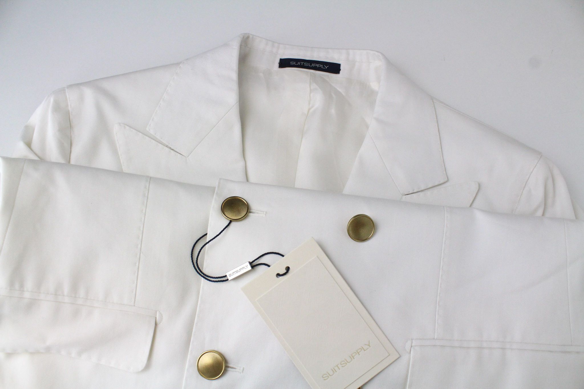 Suitsupply LA SPALLA UK34S Off-White Cotton Double-Breasted 72171 Size 34S - 3 Thumbnail