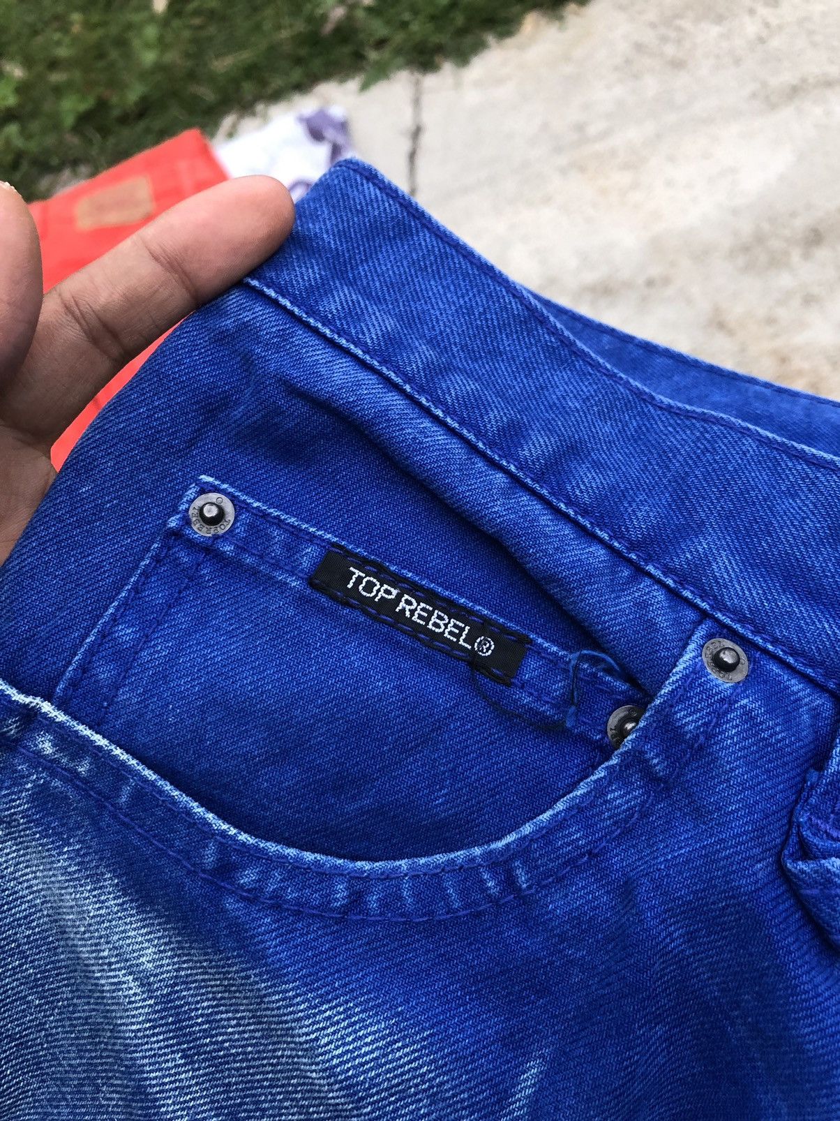 Japanese Brand TOP REBEL WASHED BLUE DENIM Size US 30 / EU 46 - 5 Thumbnail