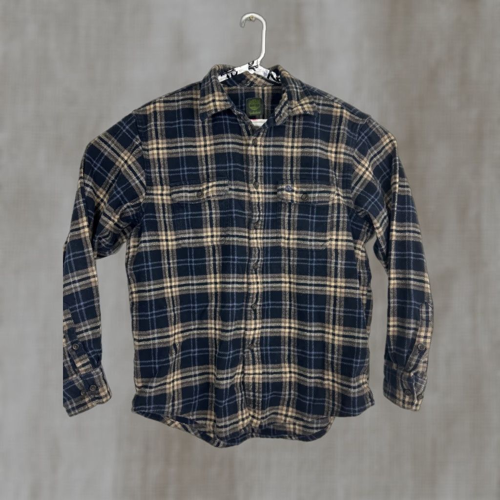 Timberland Timberland Shirt Mens Large Plaid Flannel Button-Up Long Sleeve Blue Beige Casual Travel Size US L / EU 52-54 / 3 - 1 Thumbnail