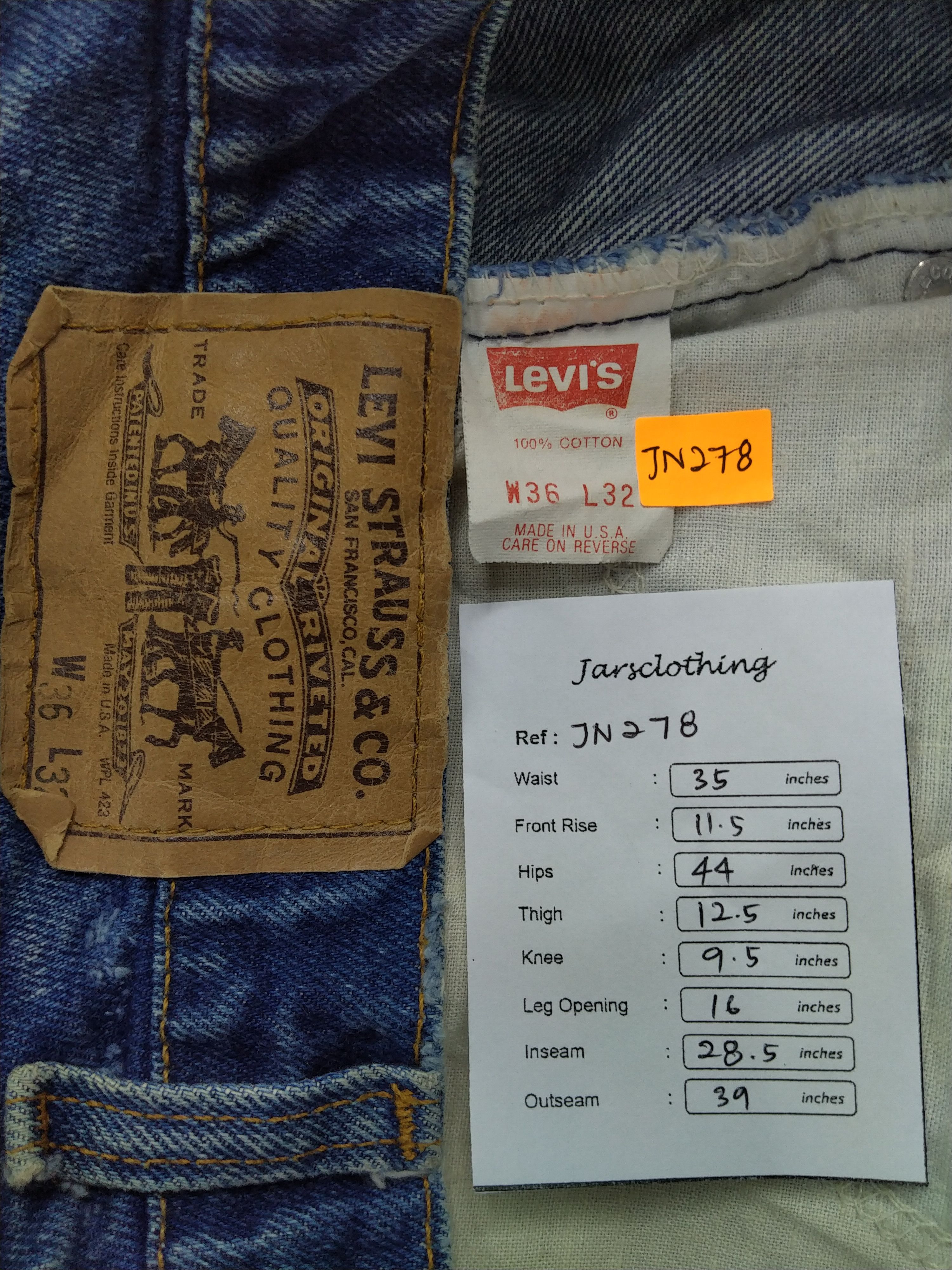 Levi's Distressed Vintage Levi's USA Denim 35x28.5 -JN278 Size US 35 - 13 Thumbnail