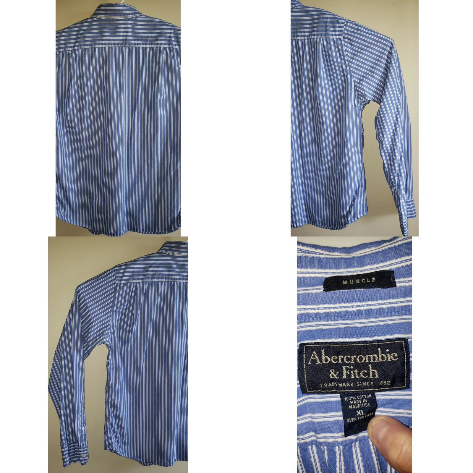 Abercrombie & Fitch Abercrombie & Fitch Shirt Men XL Blue/White Vertical Stripe Long Sleeve Button-Up Shirt Size XL Size US XL / EU 56 / 4 - 8 Thumbnail