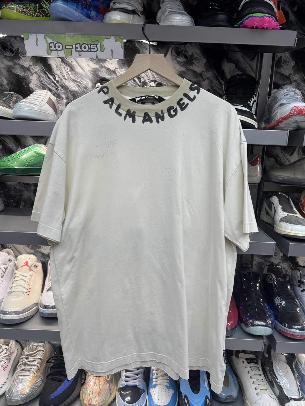 Palm Angels Palm Angels Cream Distressed Tee Size US XL / EU 56 / 4 - 1 Thumbnail