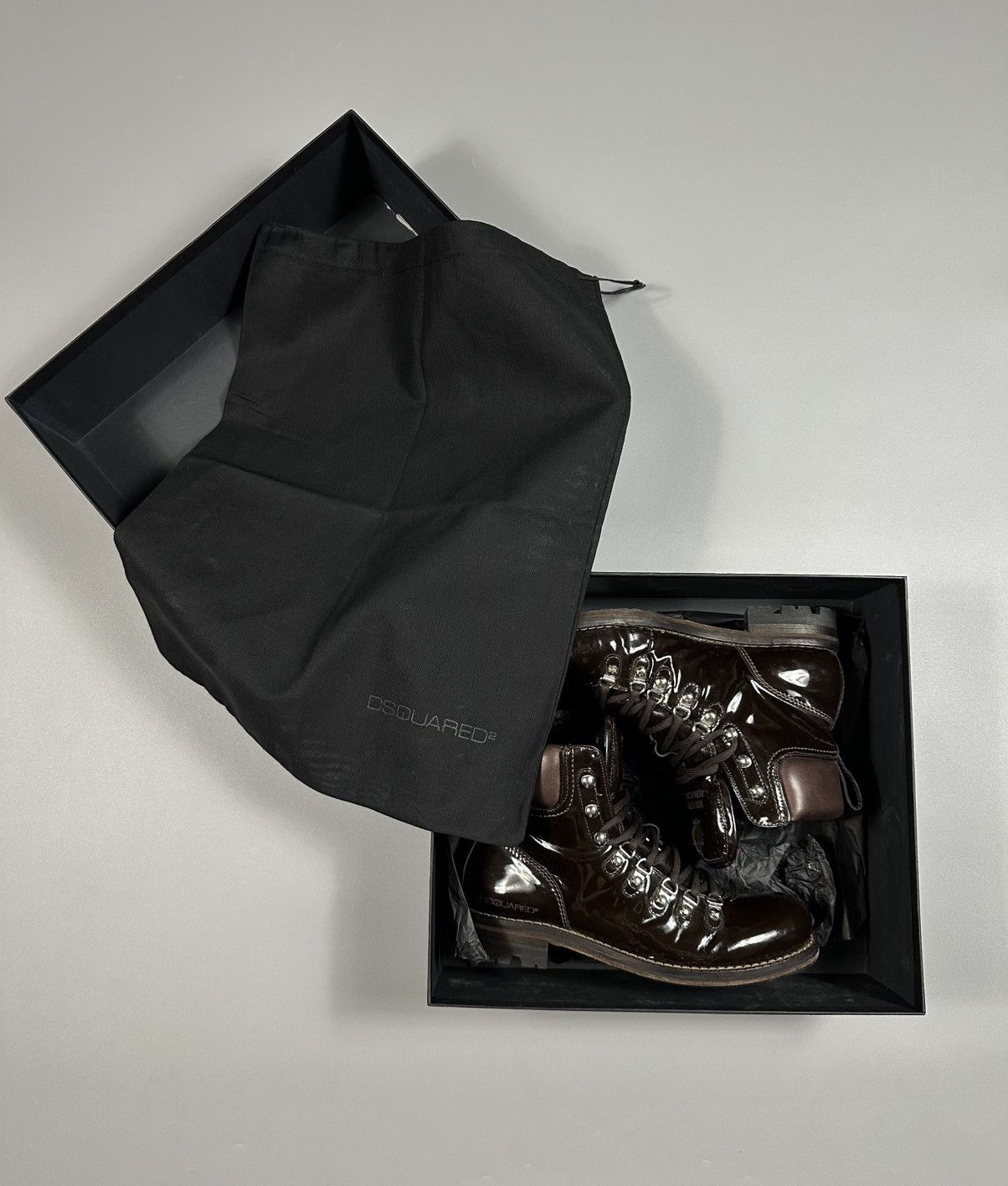 Dsquared2 Dsquared2 Patent Leather Brown Ankle Boots Size US 7.5 / EU 40-41 - 2 Thumbnail