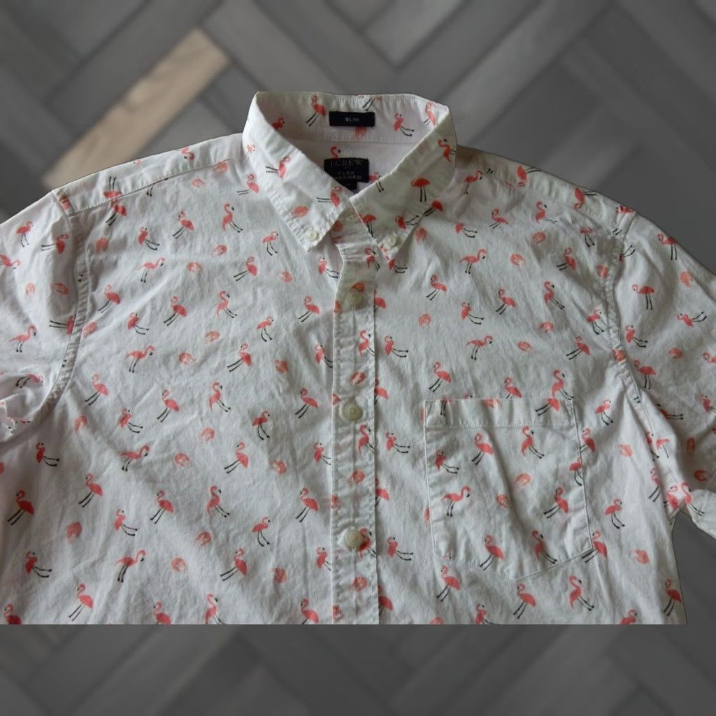 J.Crew J.CREW Slim Fit Button Up Shirt Men's Medium Pink Short Sleeve Size US M / EU 48-50 / 2 - 1 Thumbnail