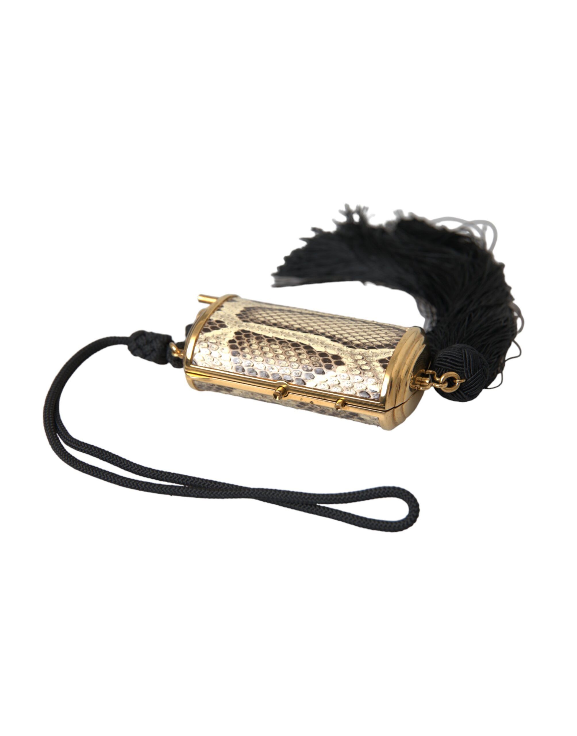 Dolce & Gabbana Beige Exotic Leather Mini Mirror Tassel Make Up Holder Size ONE SIZE - 1 Thumbnail