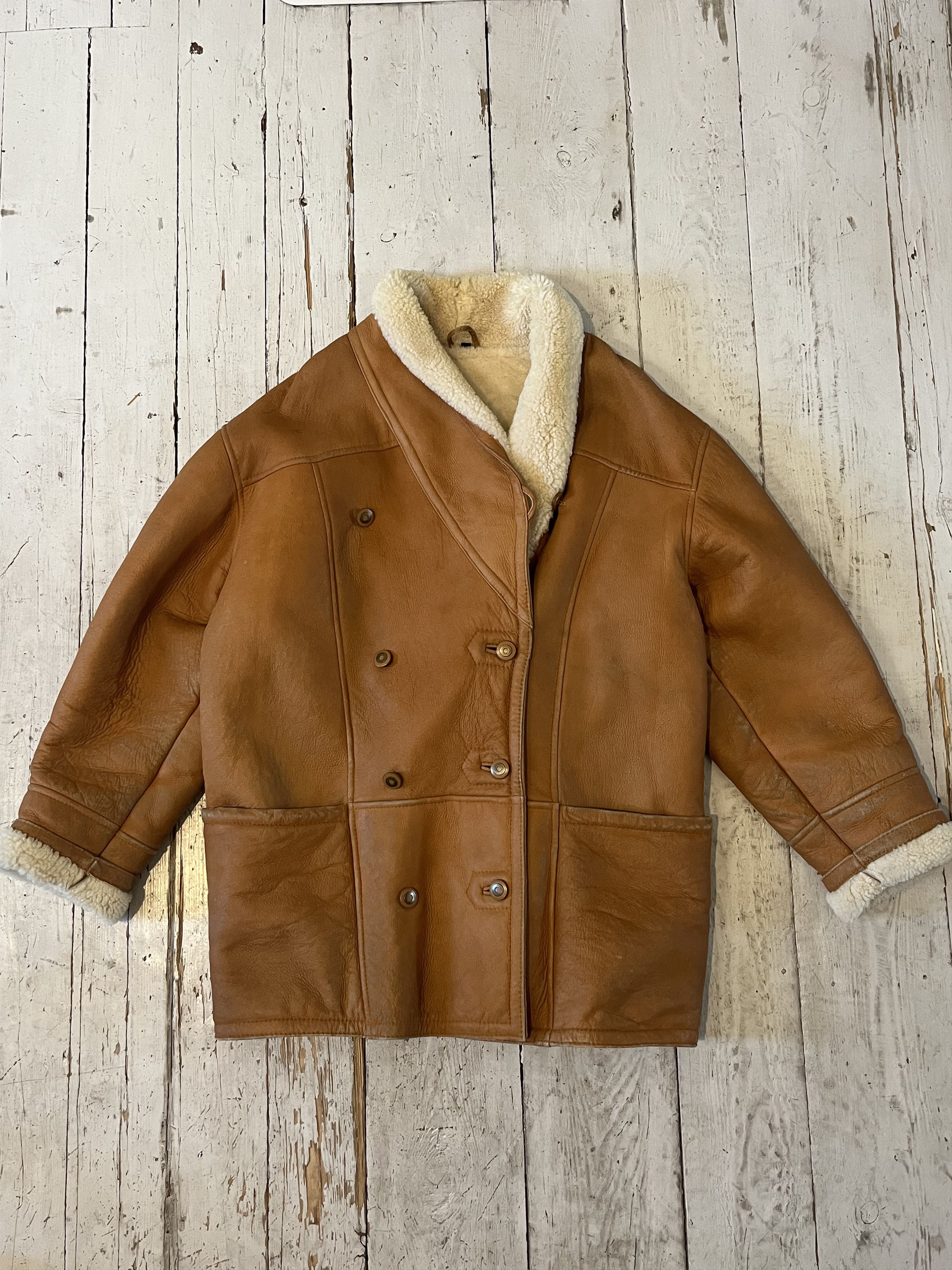 Other Vintage 80s Real Leather Wool Military Heavy Coat Size US L / EU 52-54 / 3 - 5 Thumbnail
