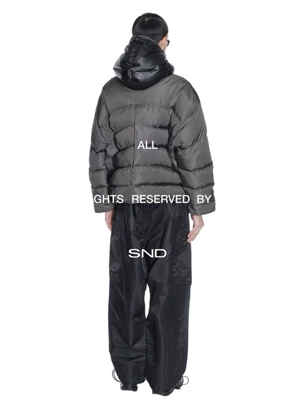 Random Identities Random Identities Leather Panel Hooded Puffer Jacket Size US M / EU 48-50 / 2 - 2 Thumbnail