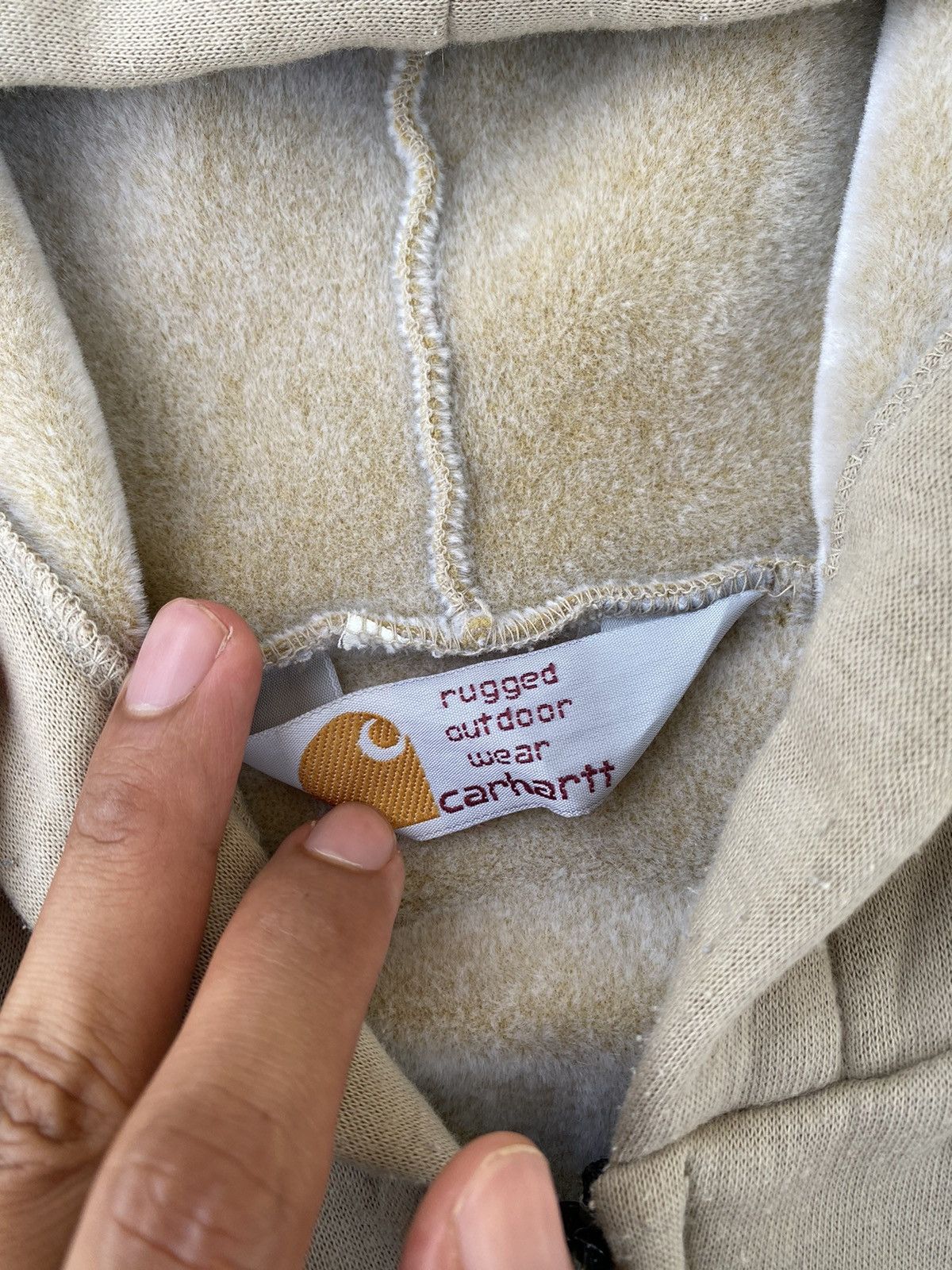 Carhartt × Vintage RARE! Vintage Carhartt Velvet Zip Up Hoodie Beige Size US L / EU 52-54 / 3 - 6 Thumbnail