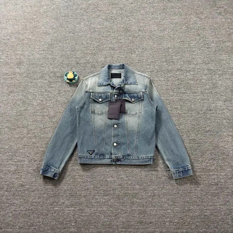 Prada Prada Blue Cotton Men's Denim Jacket. Size US S / EU 44-46 / 1 - 1 Thumbnail