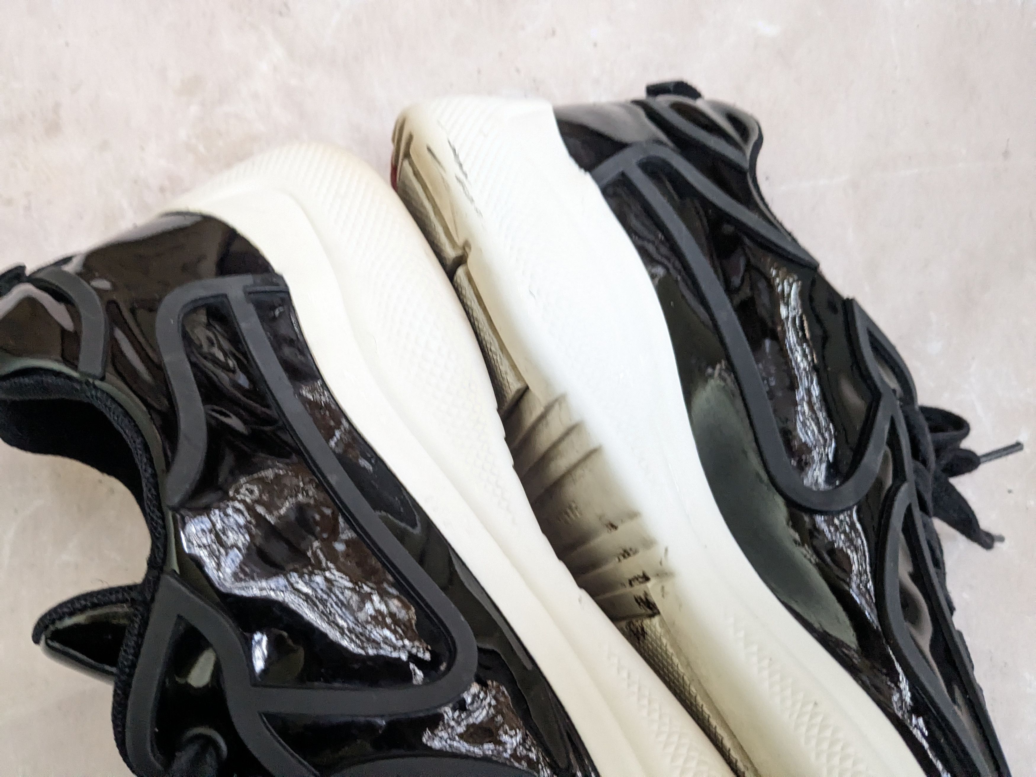 Prada America's Cup Sneakers Black Patent Leather 9 Low Tops