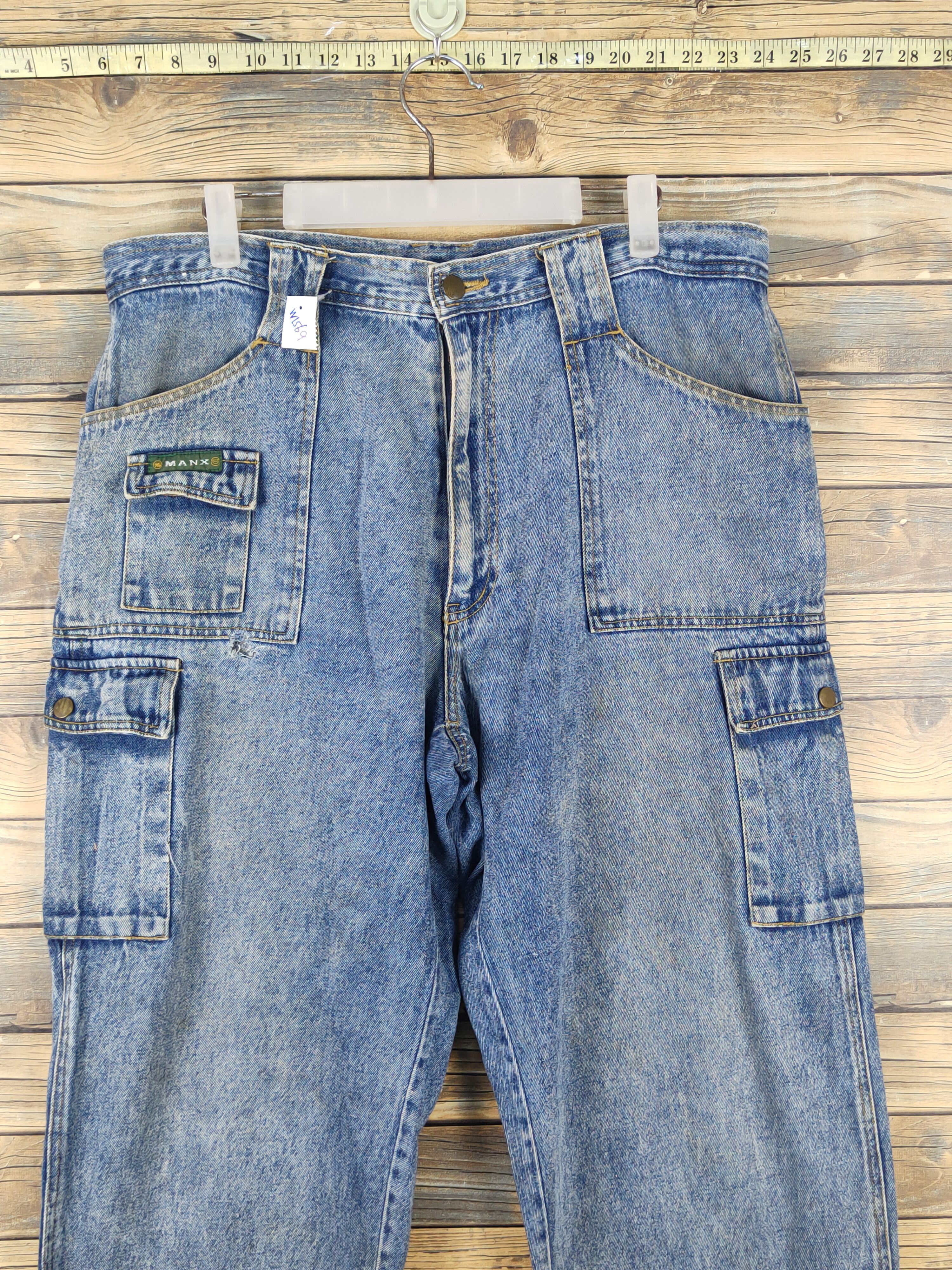 Japanese Brand Manx Blue Distressed multipocket Ripped Jeans #W1569 Size US 36 / EU 52 - 2 Thumbnail