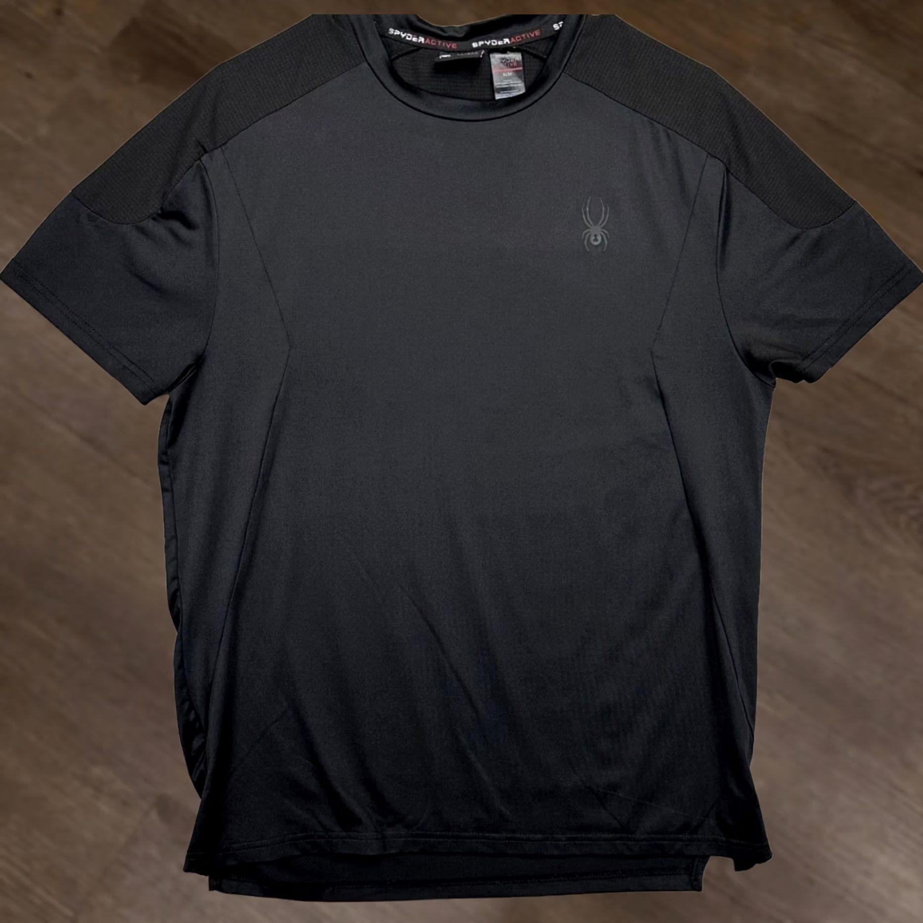 Spyder Spyder Active T-Shirt Adult Medium Black Mens Short Sleeve Crew Neck Workout Shirt Tee Regular Fit Size US M / EU 48-50 / 2 - 1 Thumbnail