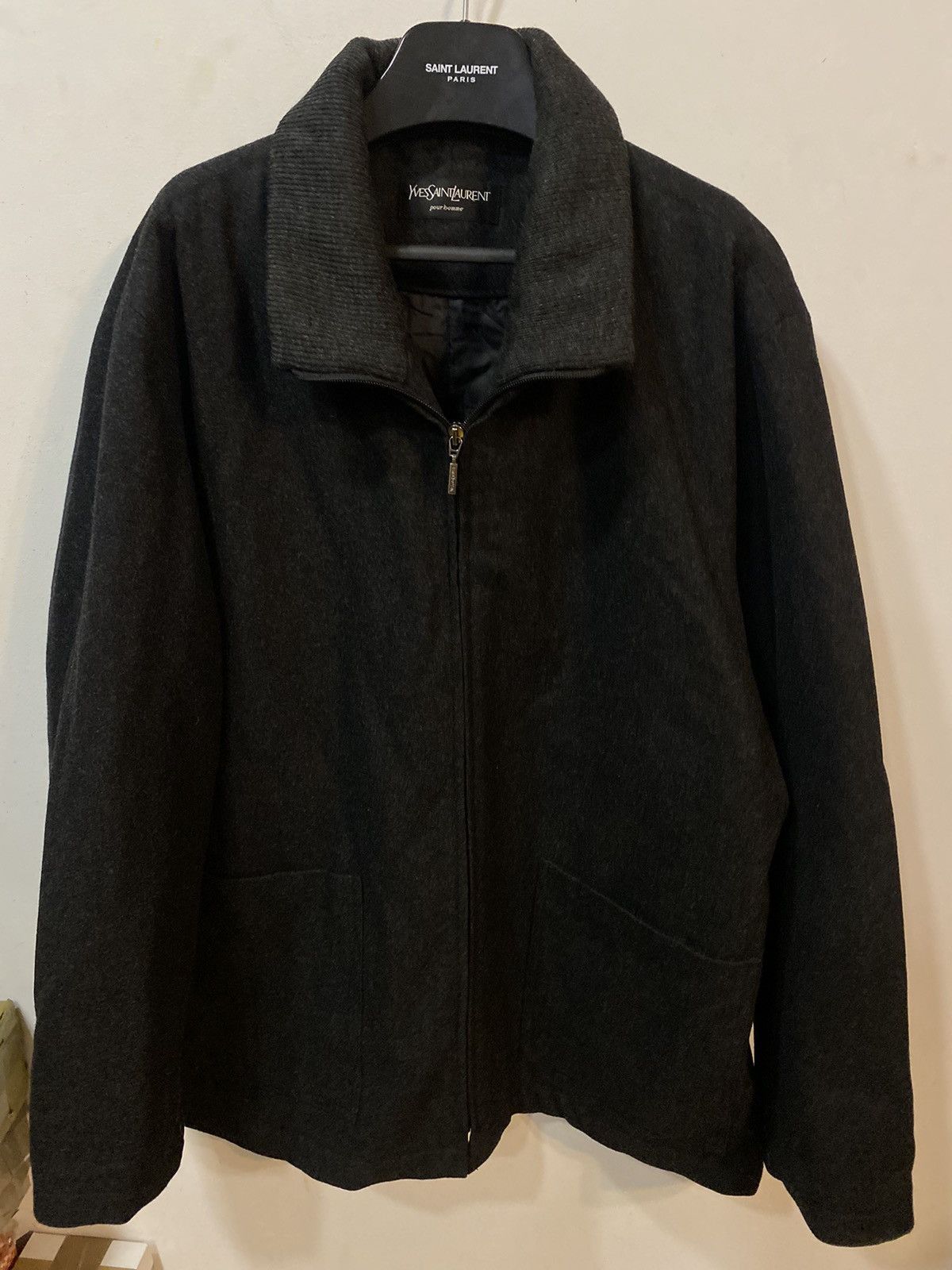 Vintage × Yves Saint Laurent 90s Wool YSL Coat YSL Jacket Leather