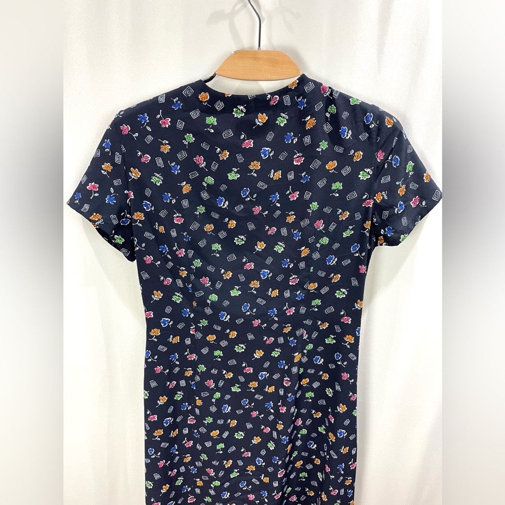 Vintage VTG Eaton Essentials Navy Floral Short Sleeve Crepe Dress 8 Size M / US 6-8 / IT 42-44 - 5 Thumbnail
