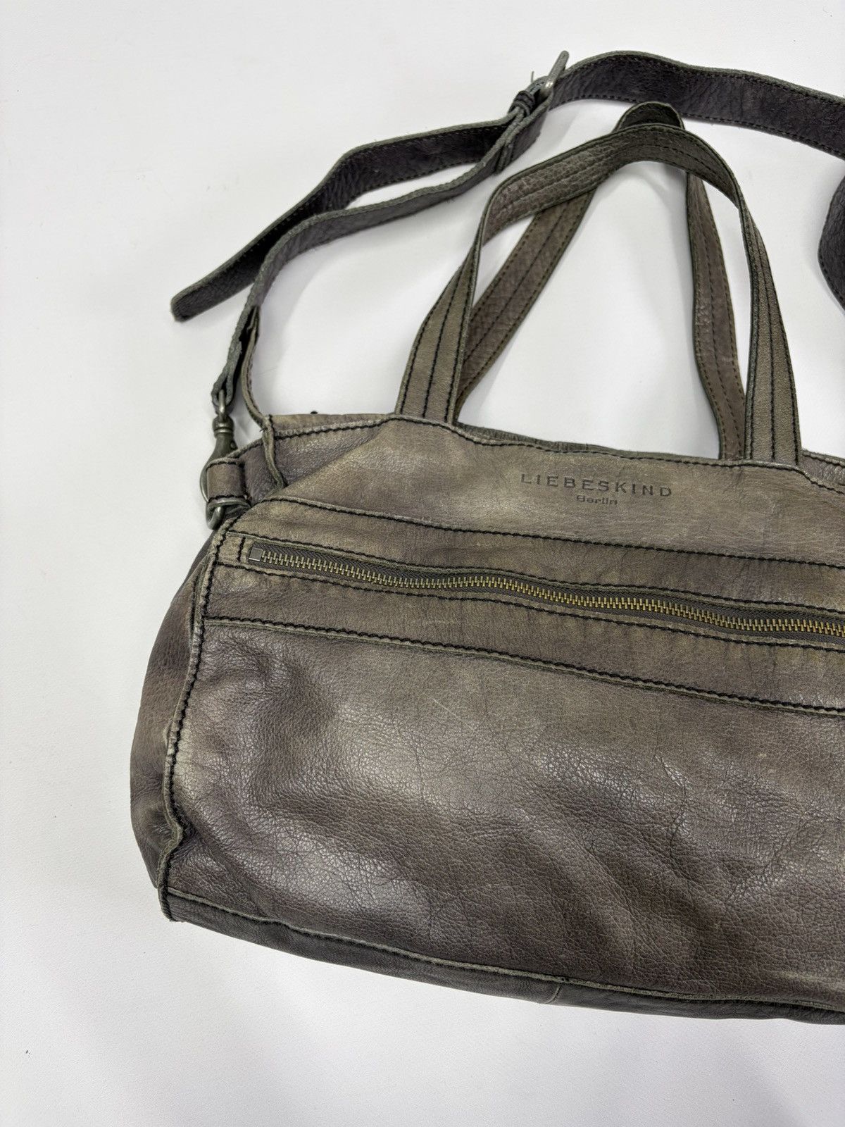 KMRii Oversized Artisan Gray Leather Shoulder Bag Rick Owens Vibe Size ONE SIZE - 5 Thumbnail