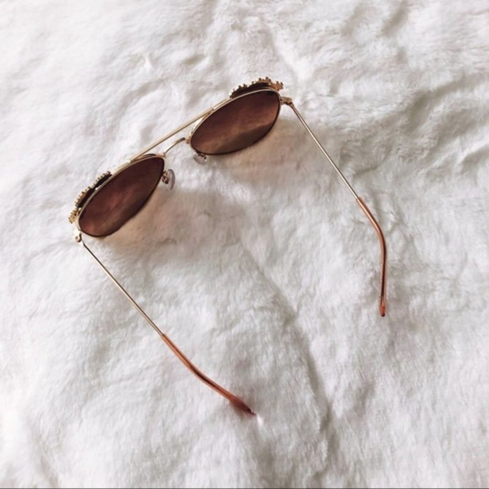 Other Flower Pink Gold Accented Trim Aviators Sunglasses Size ONE SIZE - 3 Thumbnail