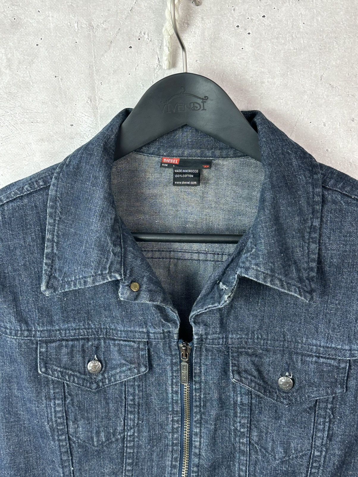 Diesel Vintage Diesel Indigo Thermic Blue Zip Cotton Denim Jacket Size L / US 10 / IT 46 - 8 Thumbnail