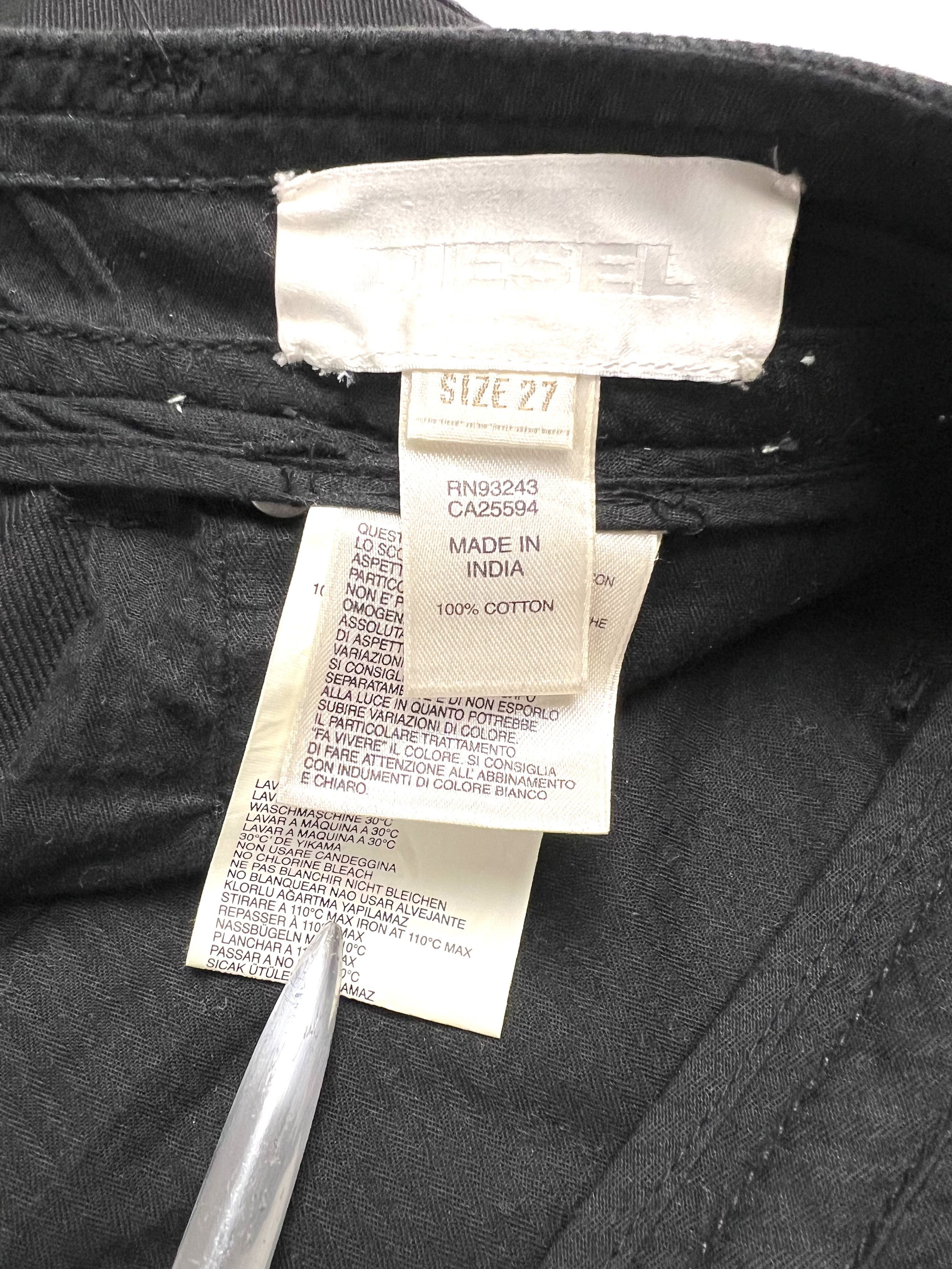 Diesel DIESEL MENS BLACK DENIM W / LEATHER, ZIPPRES & SNAP-ON JEANS Size US 27 - 12 Thumbnail