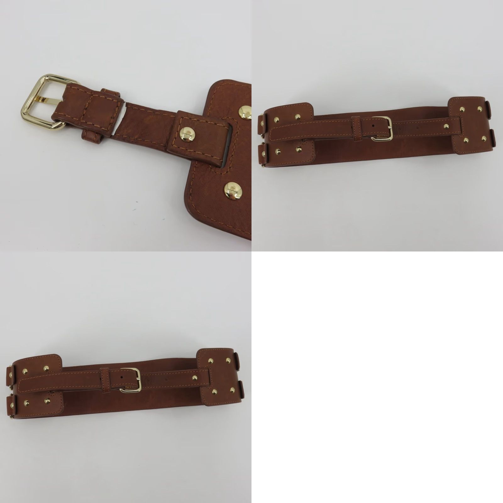 Juicy Couture VINTAGE Juicy Couture Belt Corset Belt Women Wide Brown Leather Gold D Ring Studded VTG Size ONE SIZE - 9 Thumbnail
