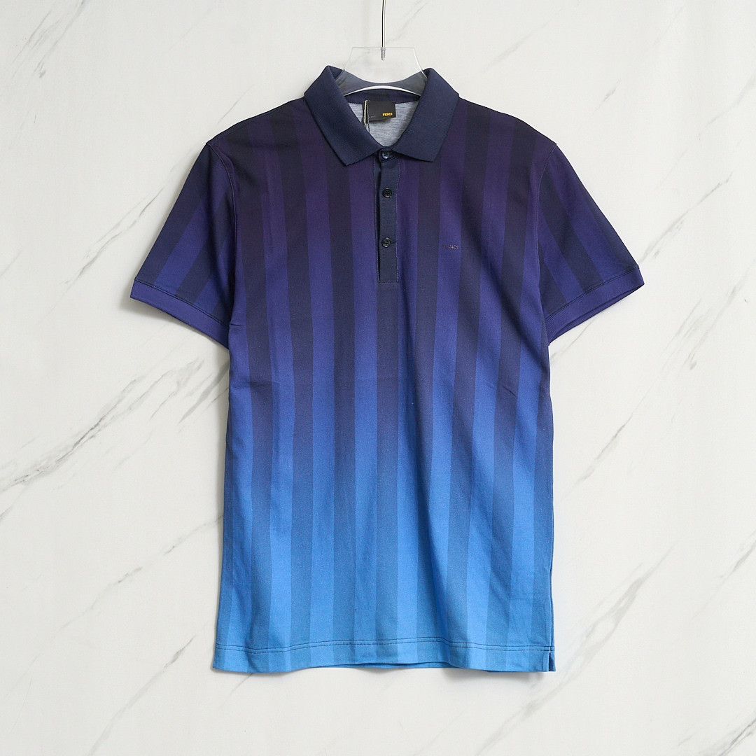 Fendi Fendi Men's Gradient Stripe Polo Size US M / EU 48-50 / 2 - 1 Thumbnail