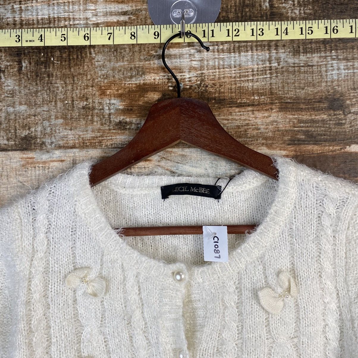 Japanese Brand DL Cecil Mcbee White Cardigan Knitwear #C1087 Size S / US 4 / IT 40 - 4 Thumbnail