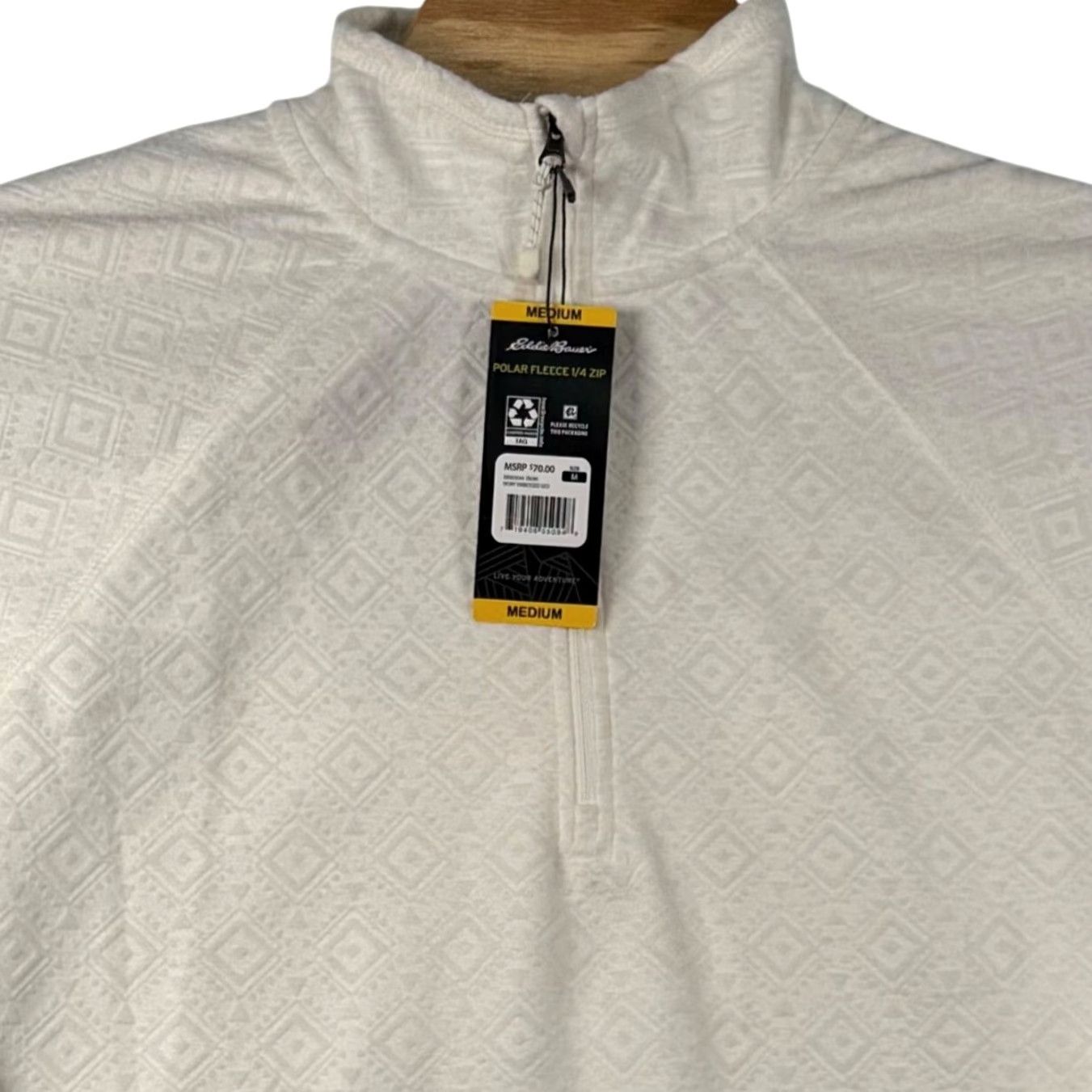 Eddie Bauer Eddie Bauer Womens M Polar Fleece 1/4 Zip Ivory Embossed Geo Gorpcore Cabin NWT Size M / US 6-8 / IT 42-44 - 2 Thumbnail
