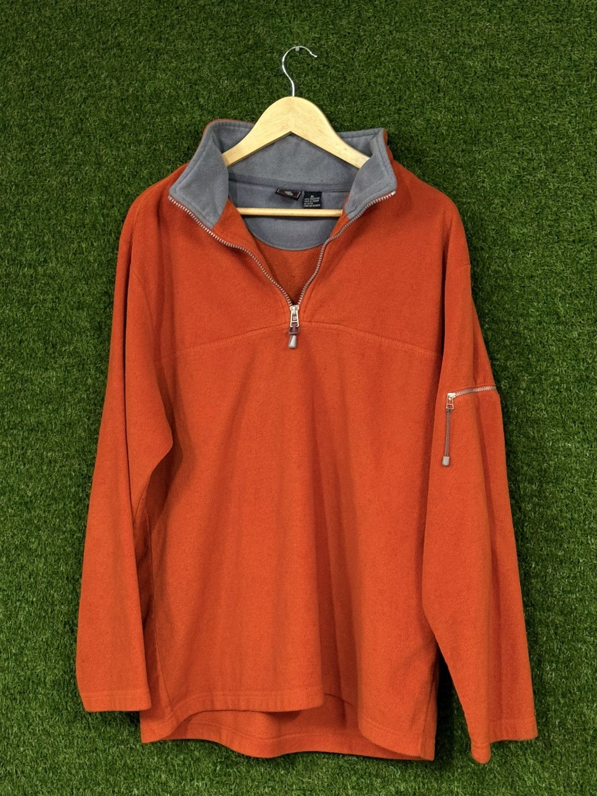 Foot Locker Vintage Foot Locker Orange Fleece Tech Sleeve Zip Pull Over Size US XL / EU 56 / 4 - 1 Thumbnail