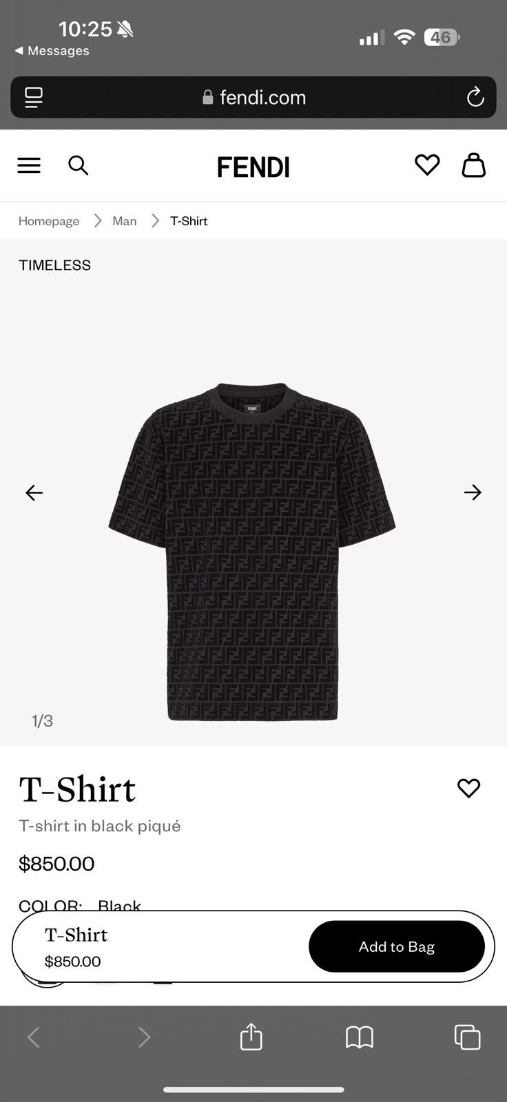 Fendi FENDI Logo T shirt Size US L / EU 52-54 / 3 - 9 Thumbnail