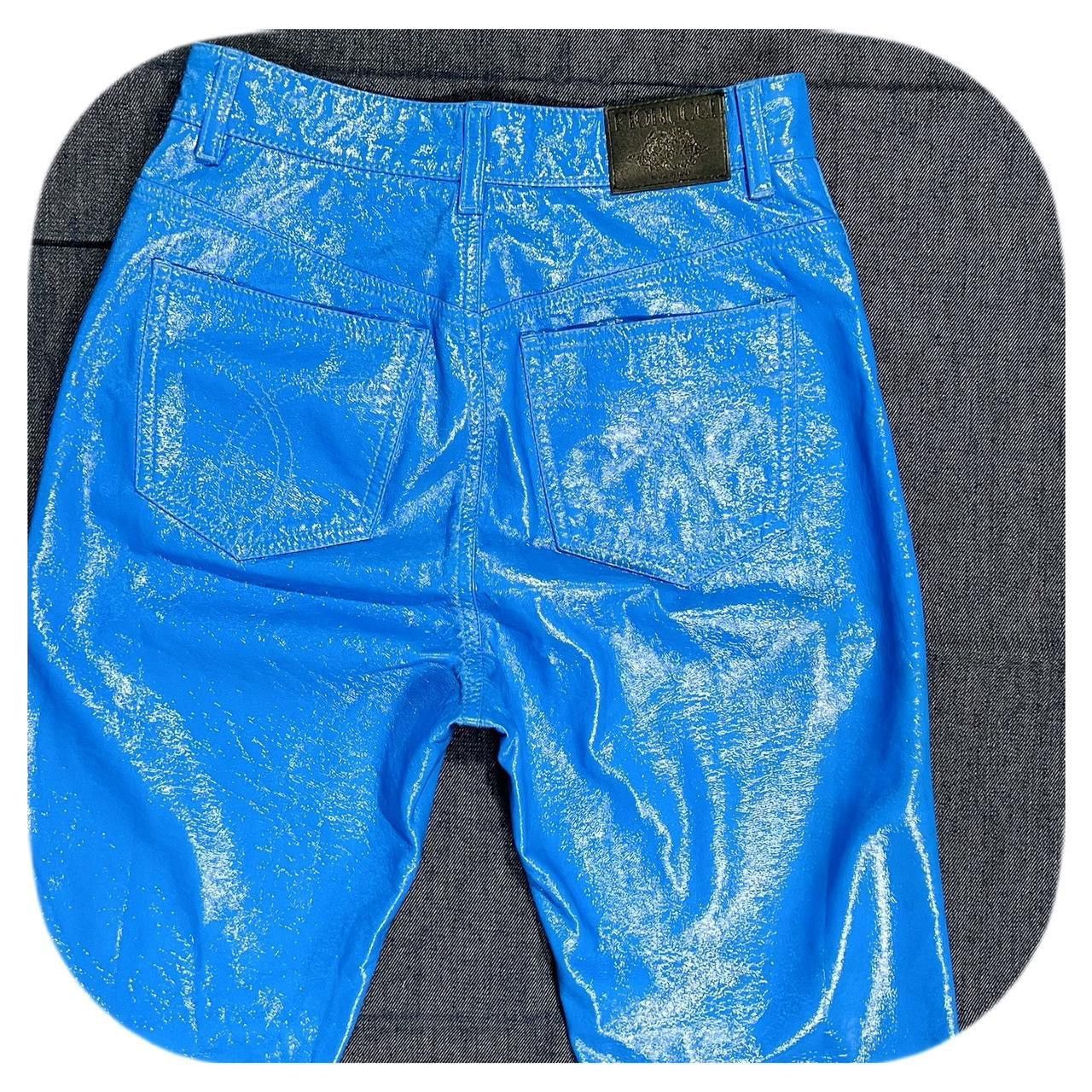 Fiorucci VTG 90s Fiorucci Yves Cobalt Blue Vinyl Pants 26” Italy Size 26" / US 2 / IT 38 - 6 Thumbnail