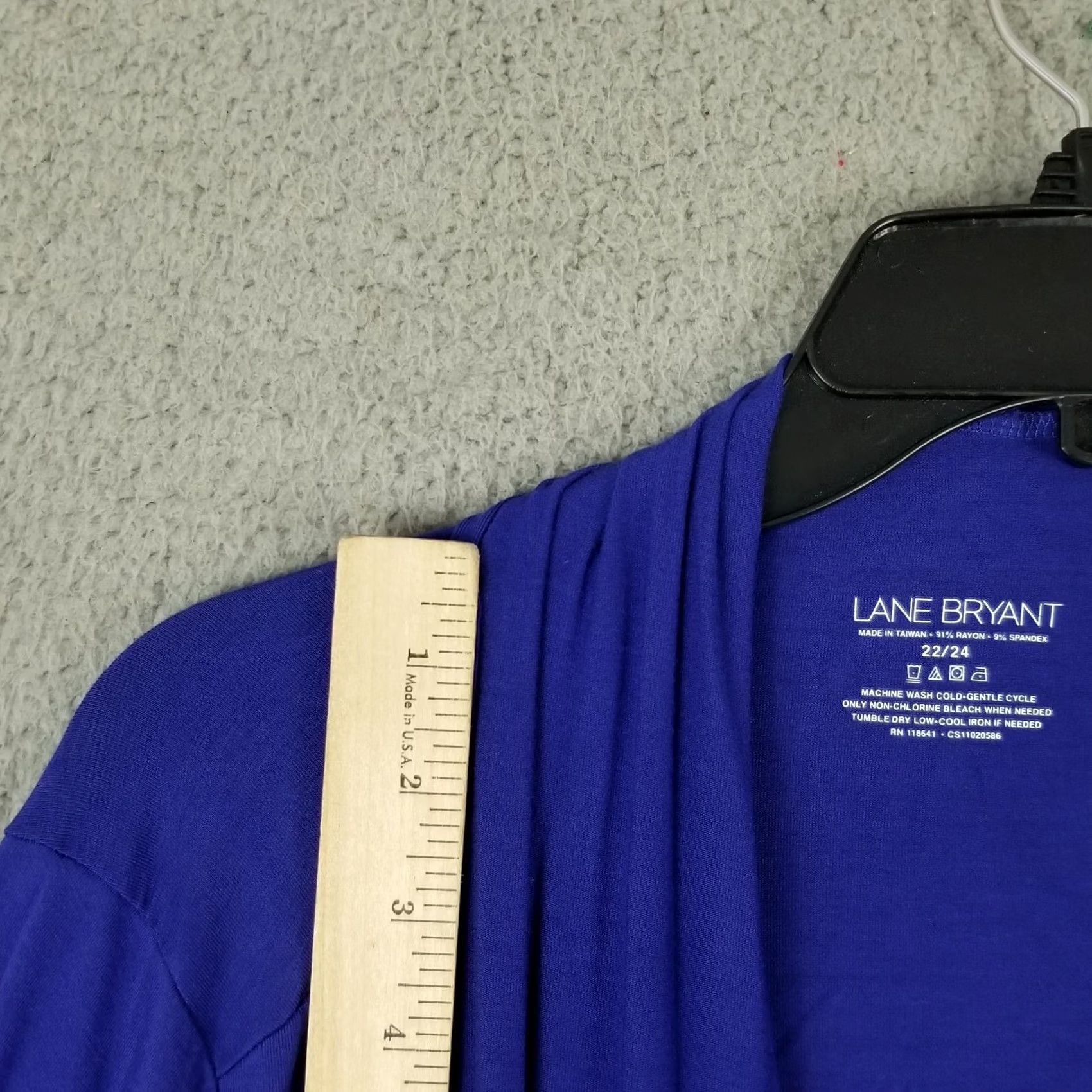 Vintage Lane Bryant Cardigan Cover Up Boho Kimono 22/24 Blue LS Open Stretch Size 3XL / US 20-22 - 3 Thumbnail