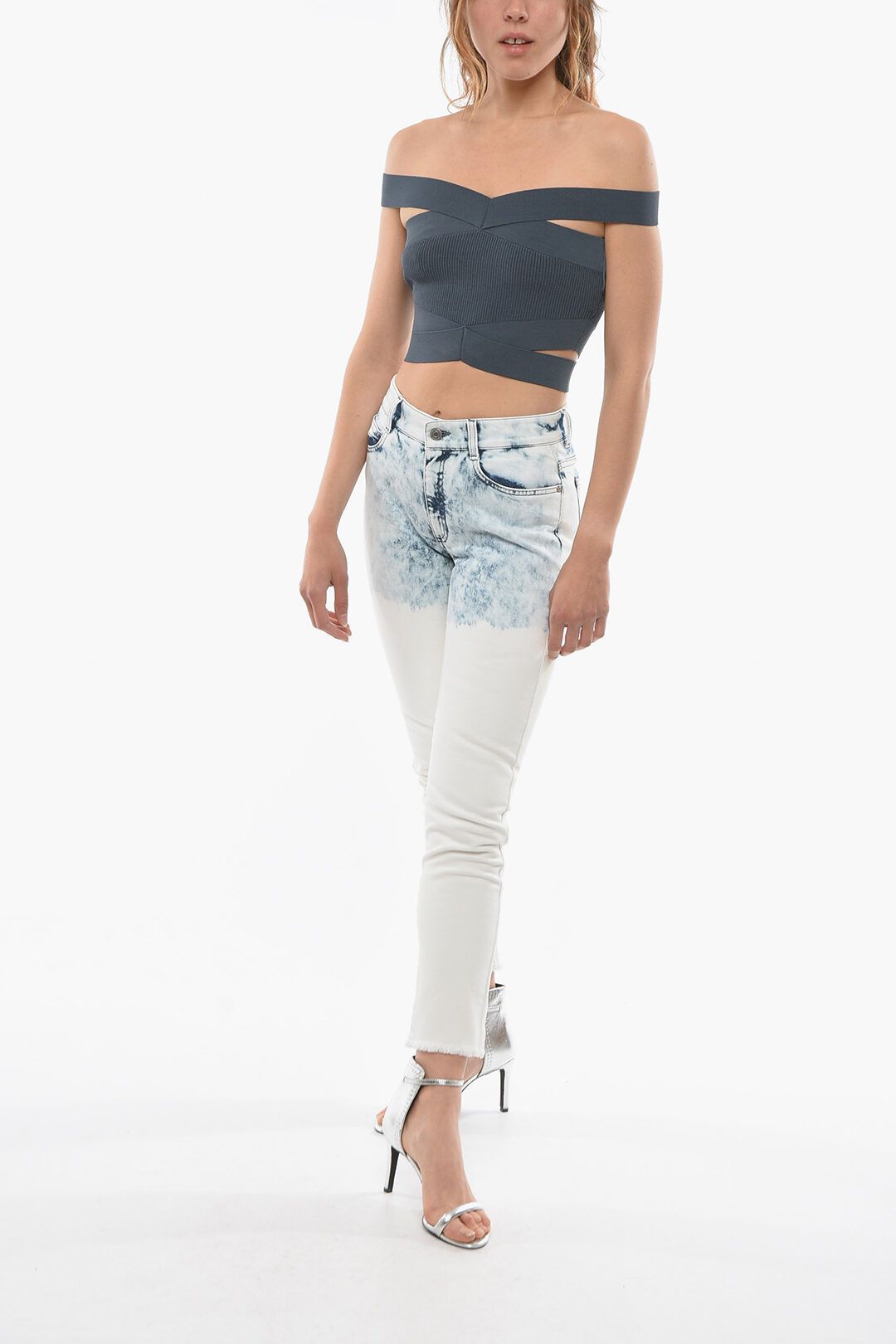 Stella McCartney og1mm0824 Skinny Fit Jeans in White & Blue Size 28" / US 6 / IT 42 - 4 Thumbnail