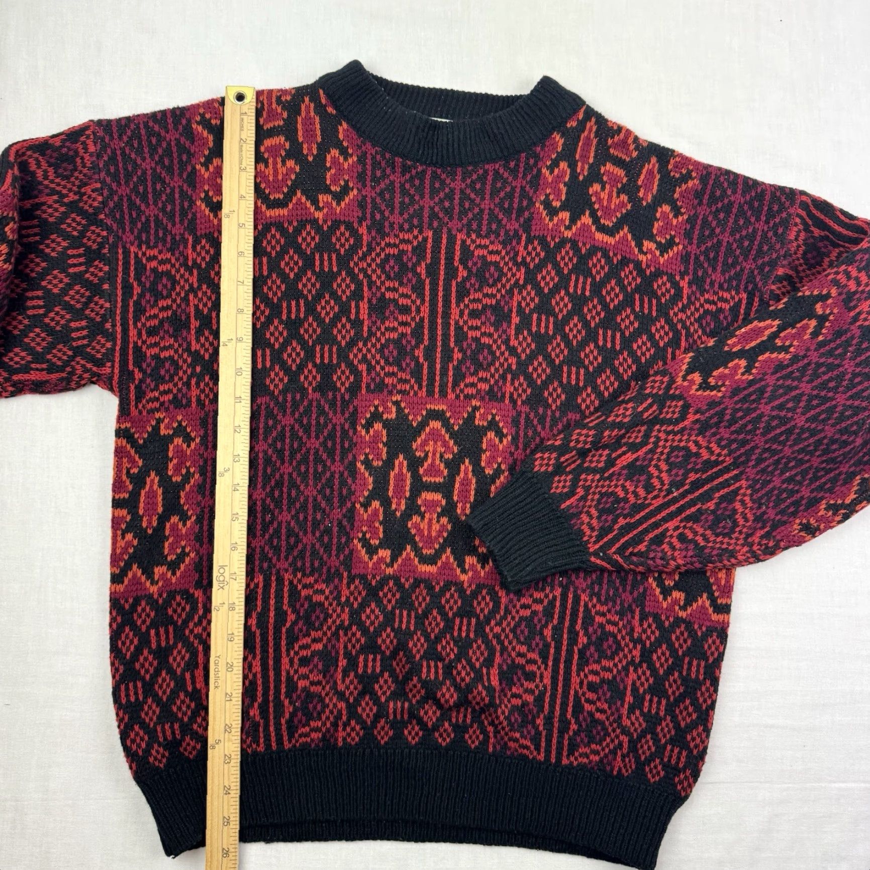 McGregor VINTAGE McGregor Sweater Mens Adult Large Pullover Knit Geometric Red 80s 90s Crew Neck Long Sleeve Size US L / EU 52-54 / 3 - 7 Thumbnail