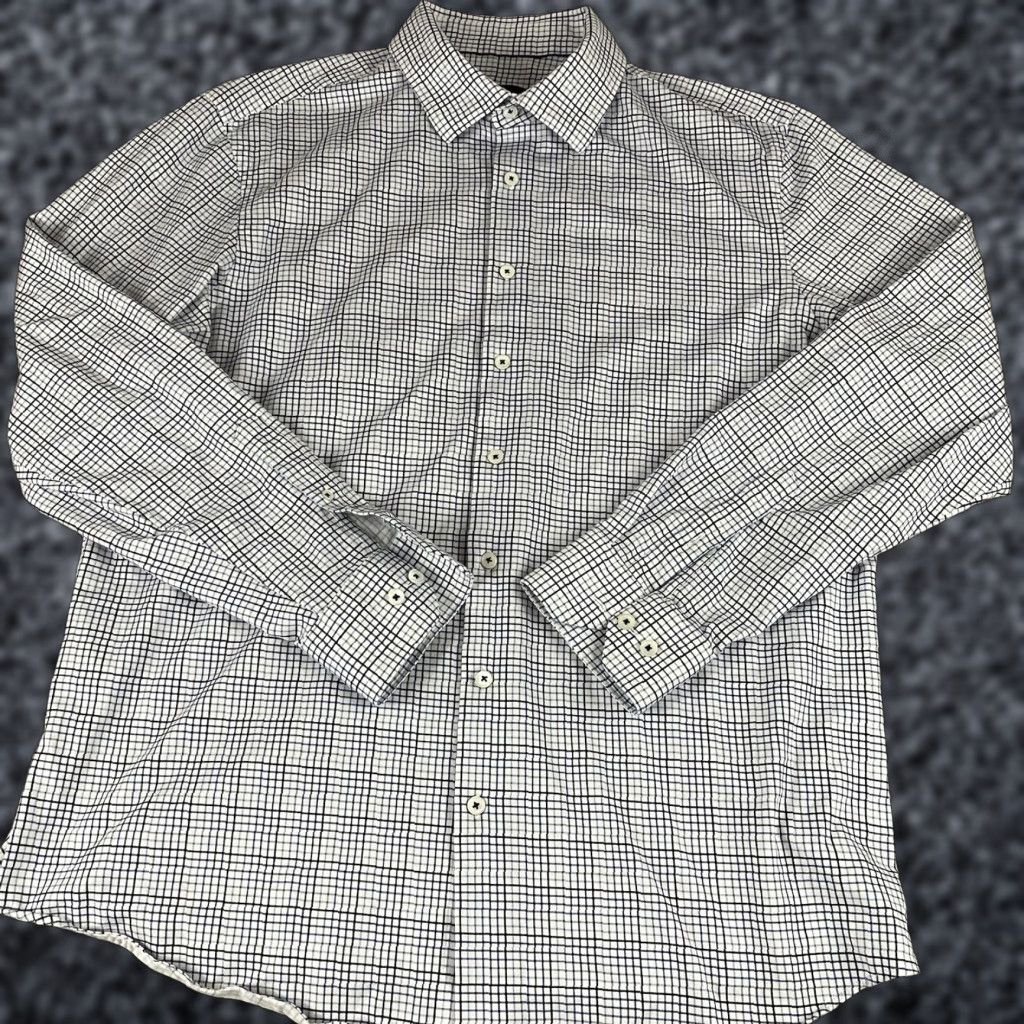 BUGATCHI VINTAGE Bugatchi Shirt Men XL 8 Way Stretch Blue Check Business Casual Button Up F235 Size US XL / EU 56 / 4 - 1 Thumbnail