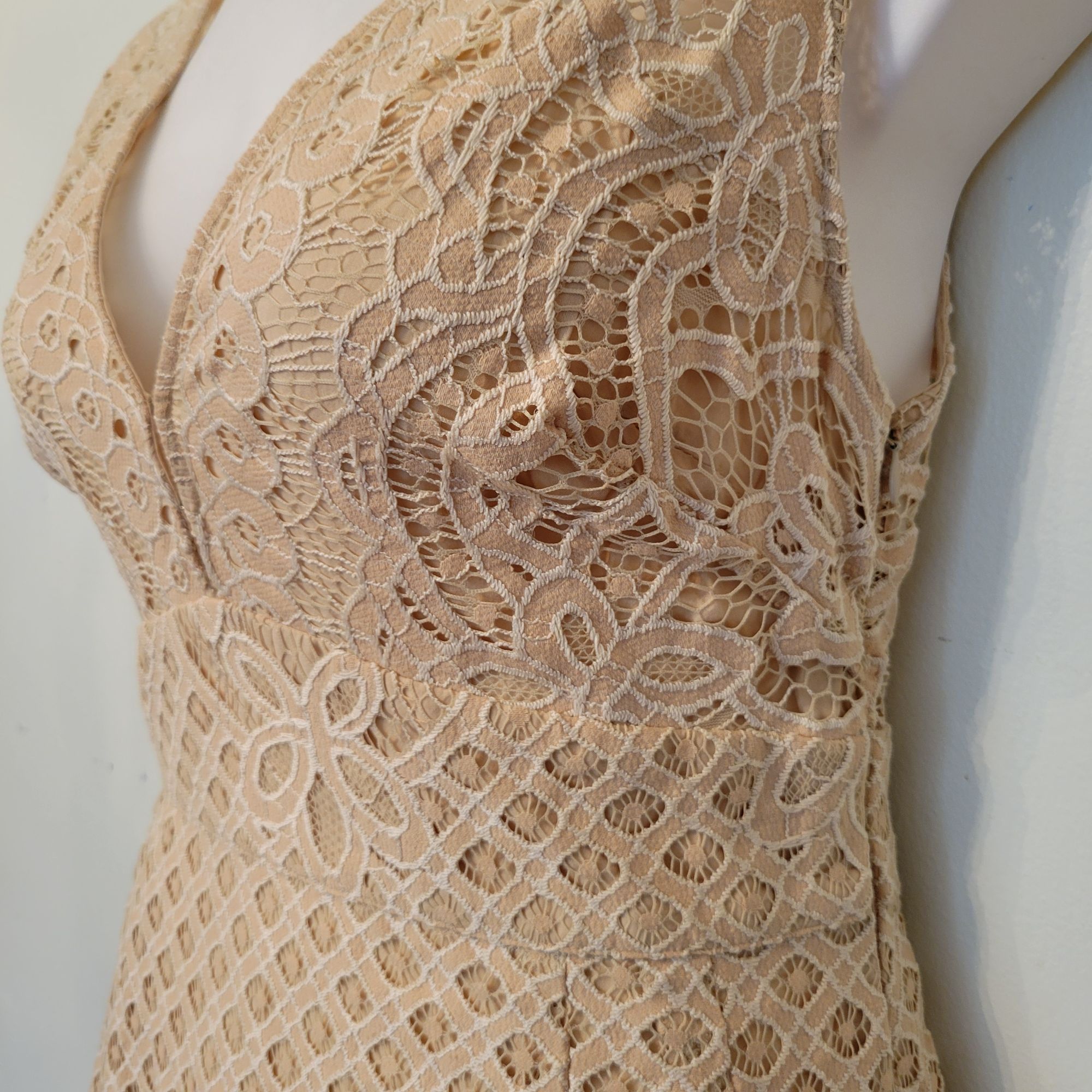 Free People Free People Crochet Lace V Neck Dress 10 Beige ONE MILLION L Size L / US 10 / IT 46 - 5 Thumbnail